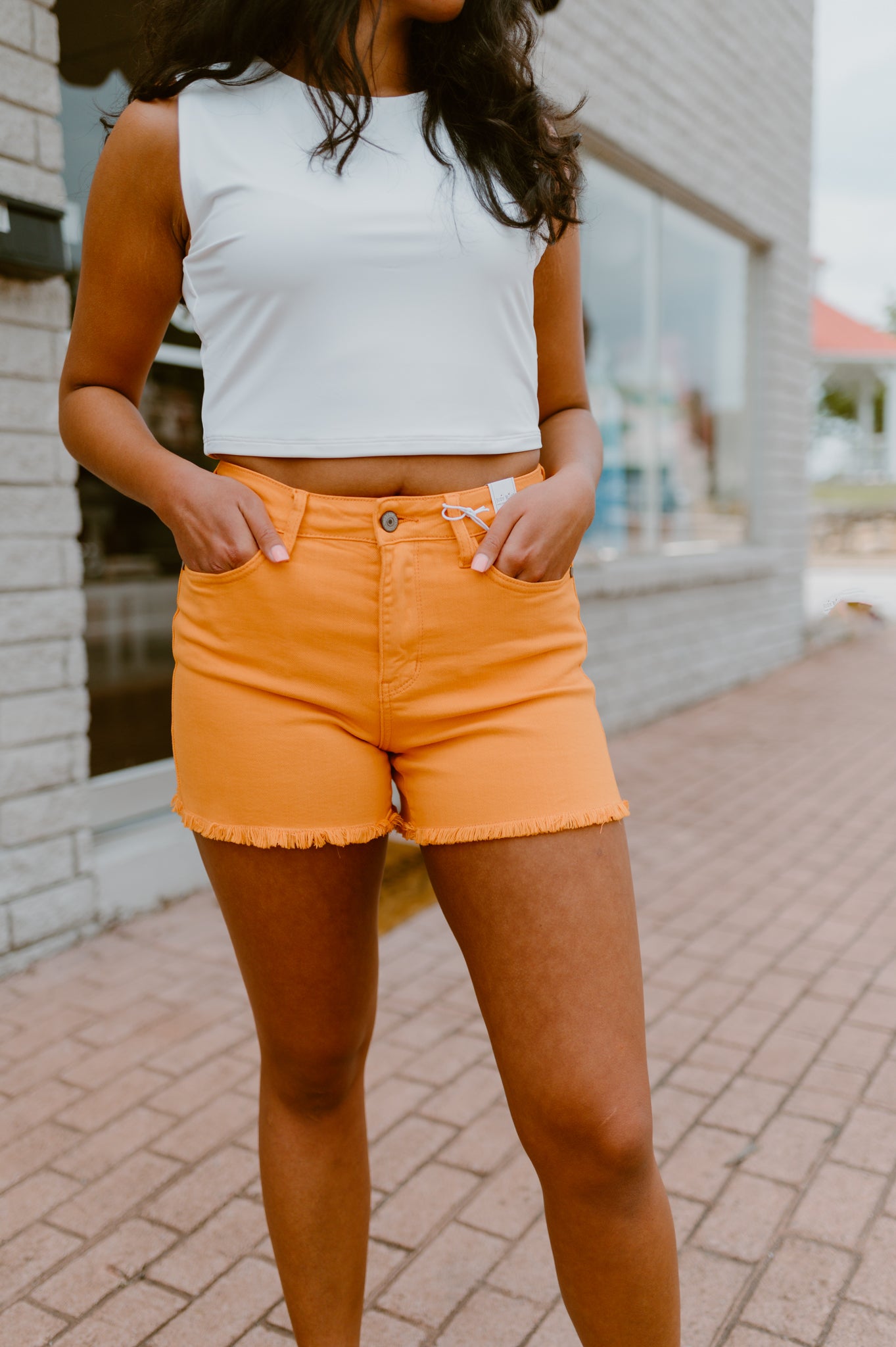 Judy Blue Color Me Happy Orange Shorts