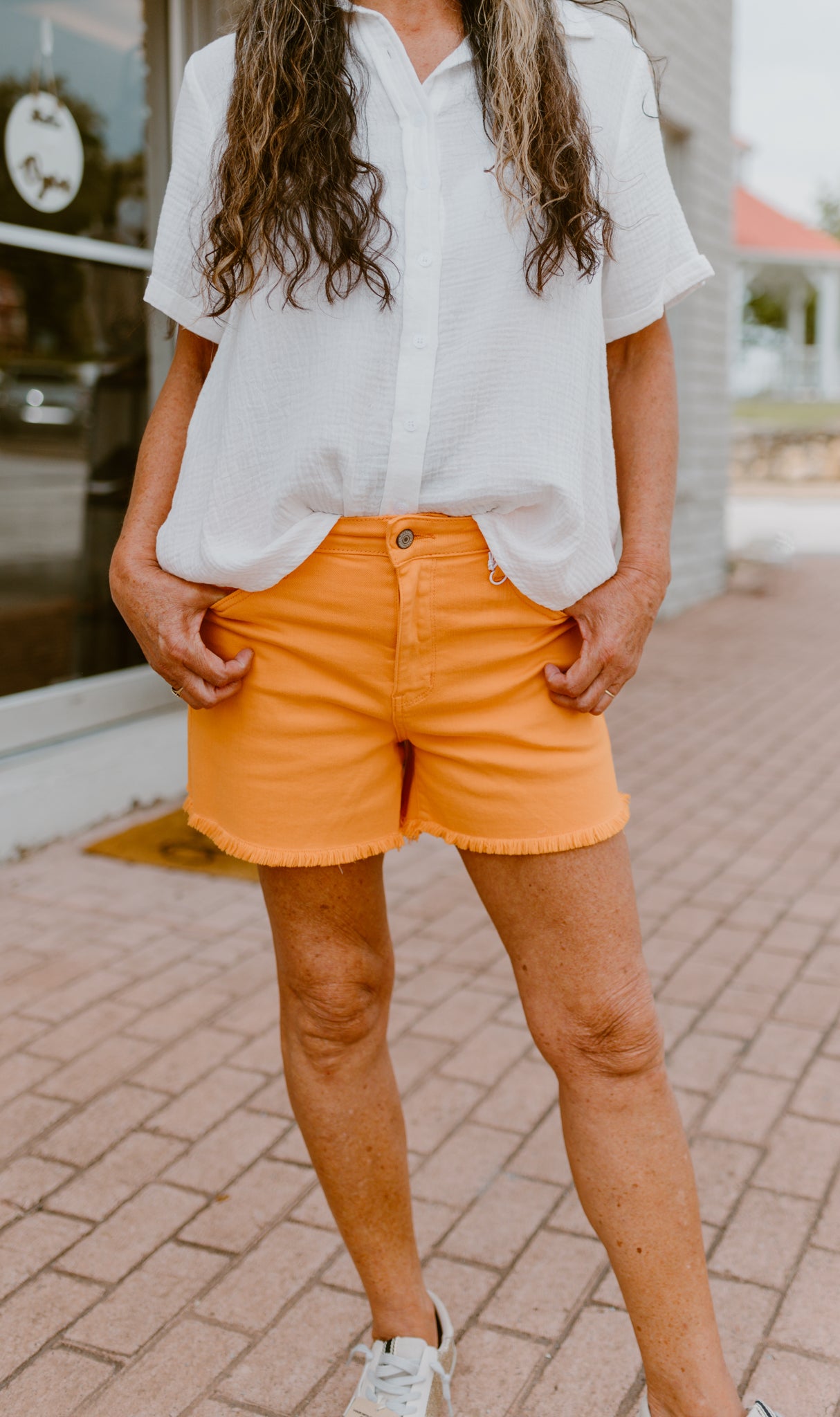 Judy Blue Color Me Happy Orange Shorts