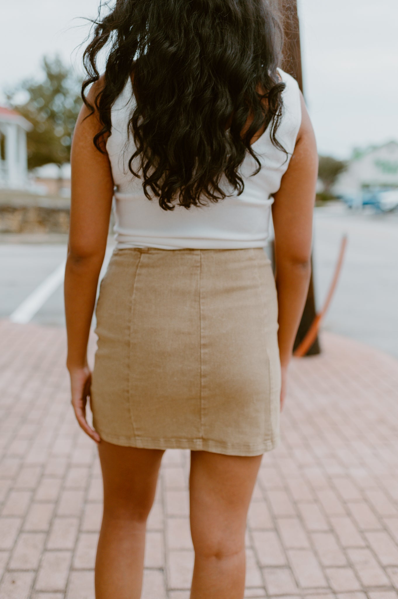 Grommet Lace-Up Denim High-Waisted Mini Skirt- Coco