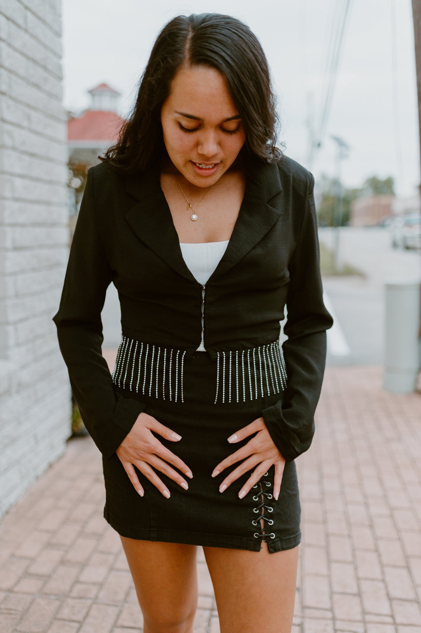 Cropped Jewel Fringe Blazer