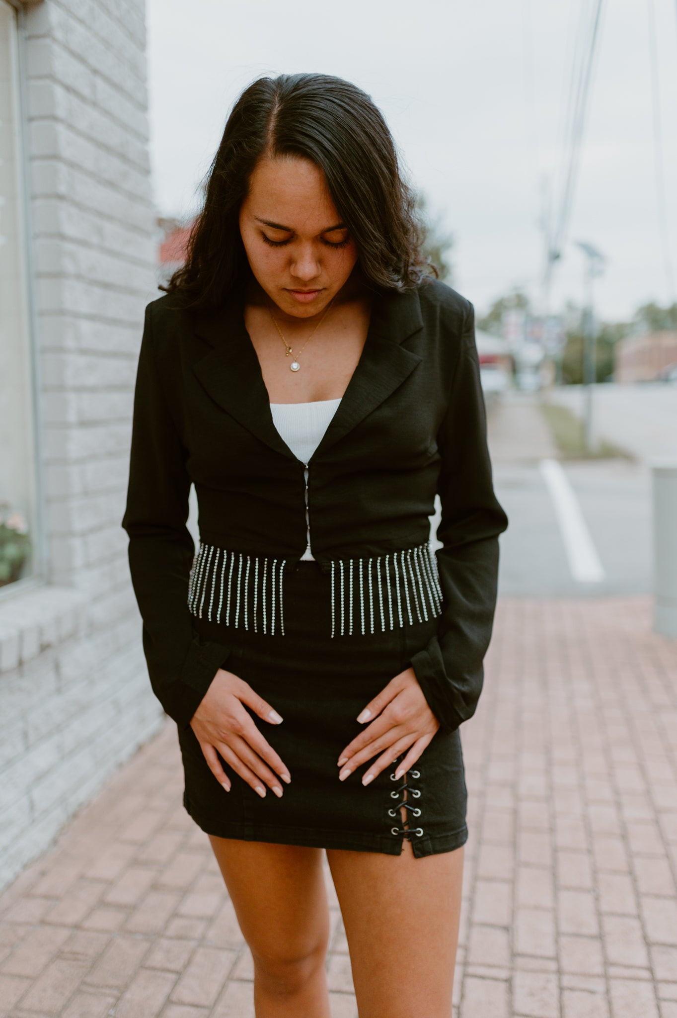 Cropped Jewel Fringe Blazer