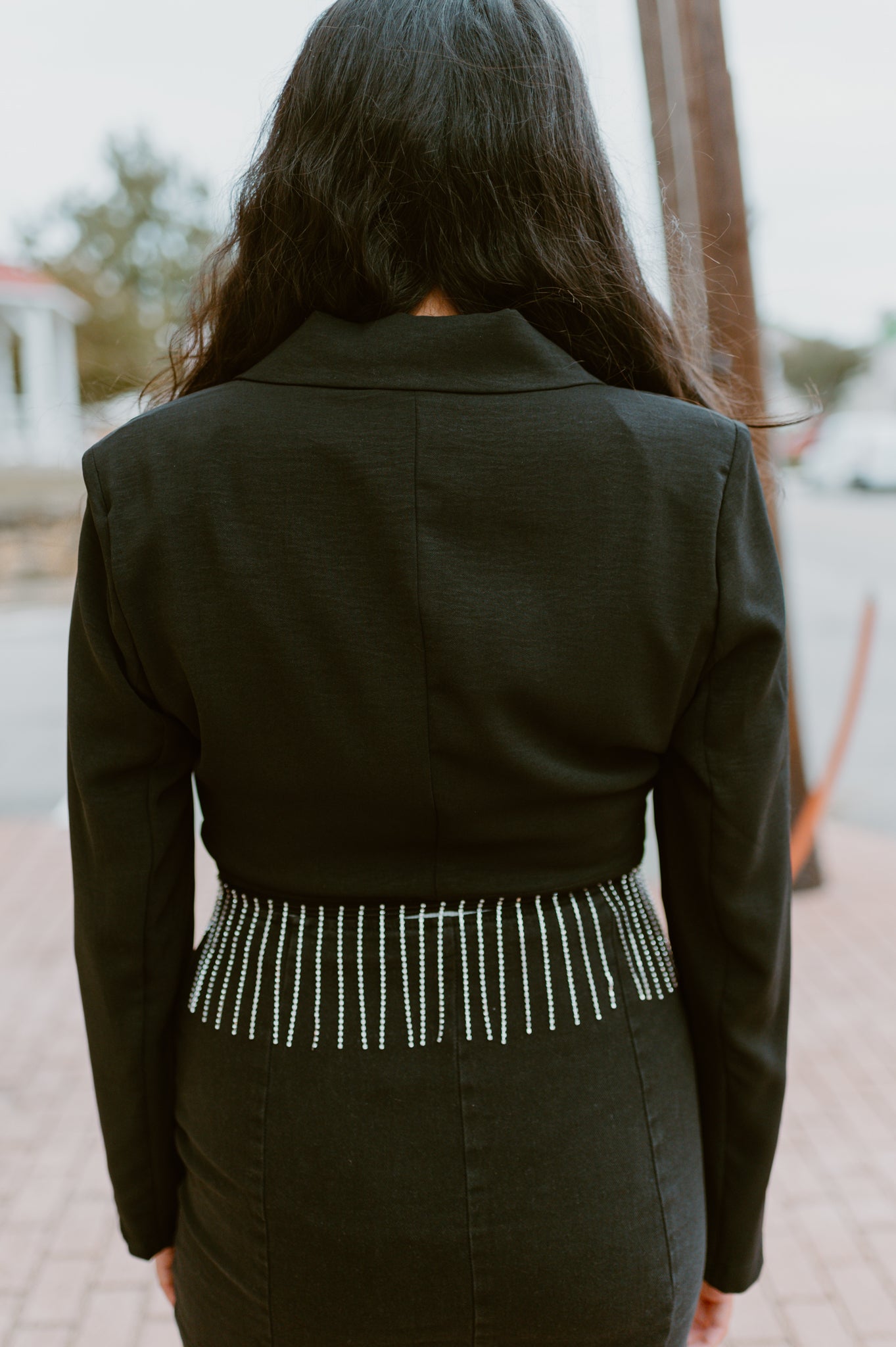 Cropped Jewel Fringe Blazer