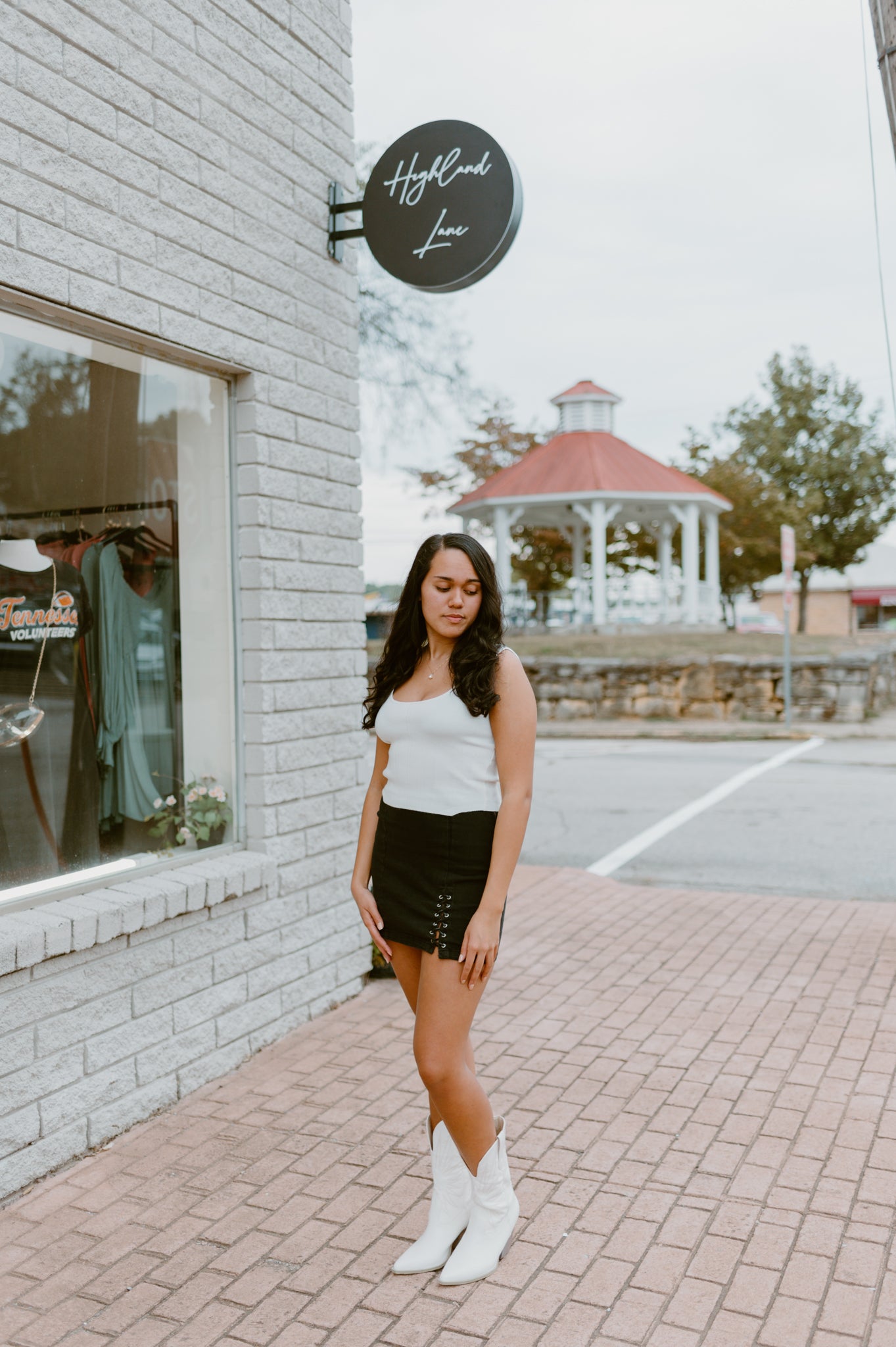 Grommet Lace-Up Denim High-Waisted Mini Skirt-Black