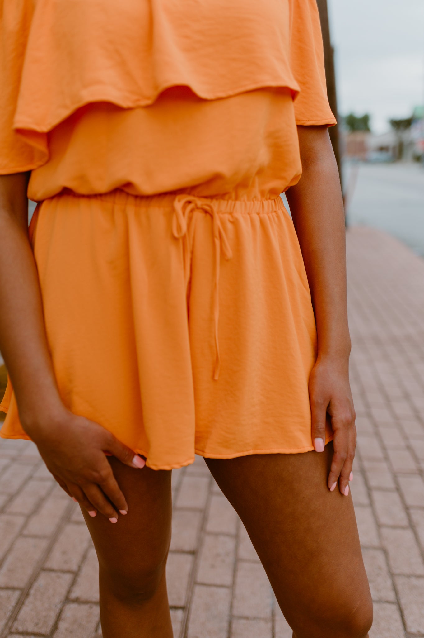 Orange Dream Off The Shoulder Romper