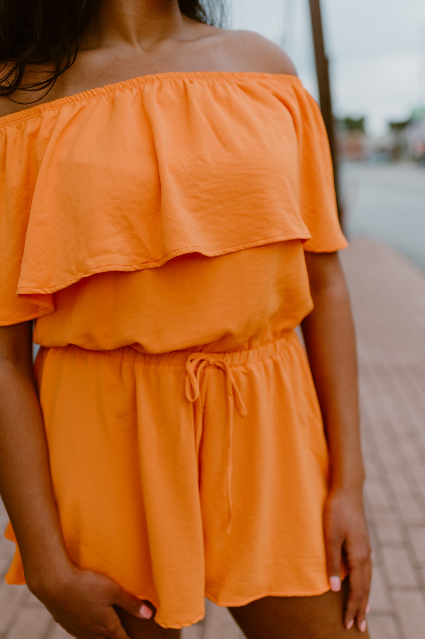 Orange Dream Off The Shoulder Romper