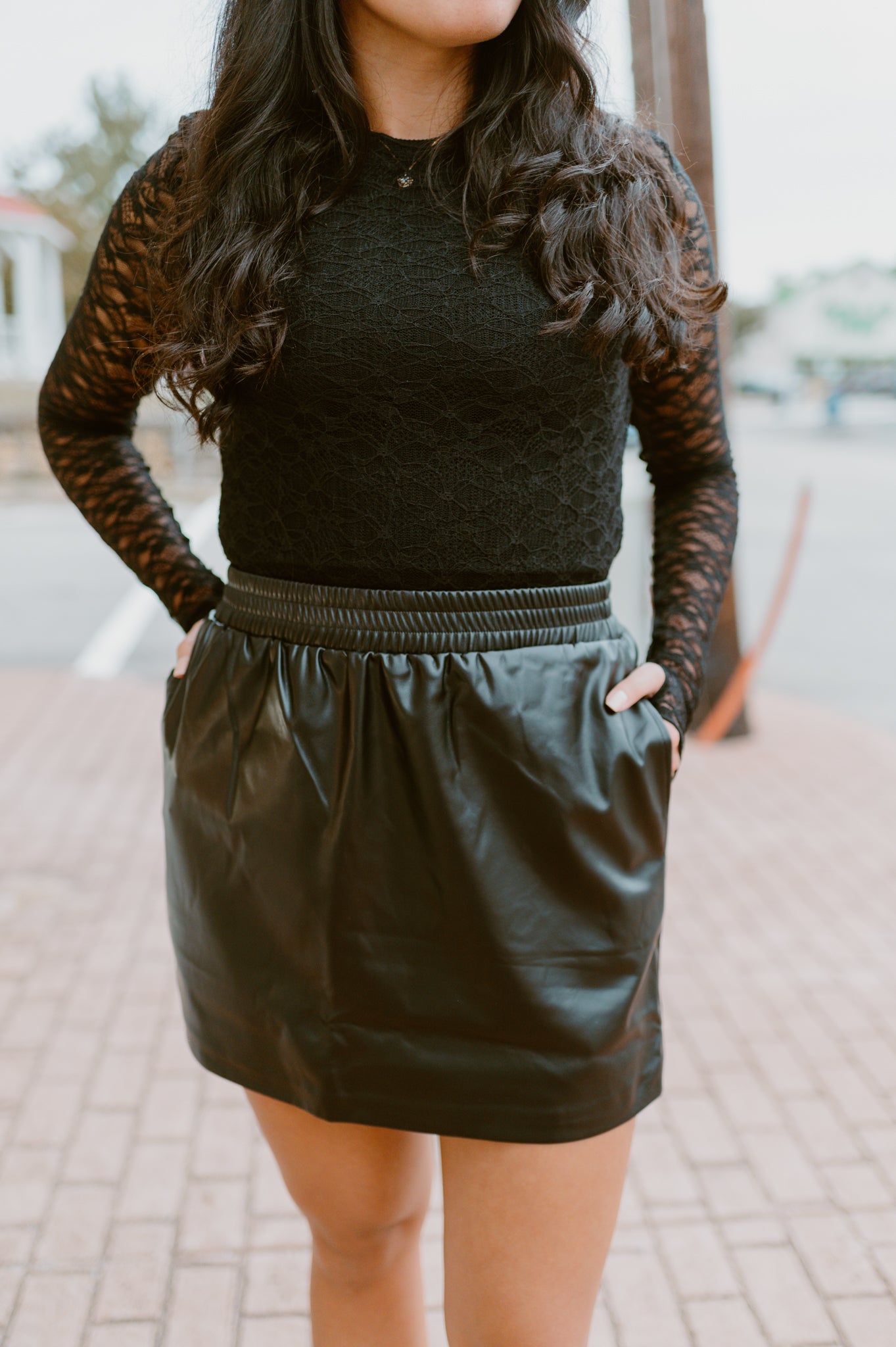 Faux Leather Skirt- Black