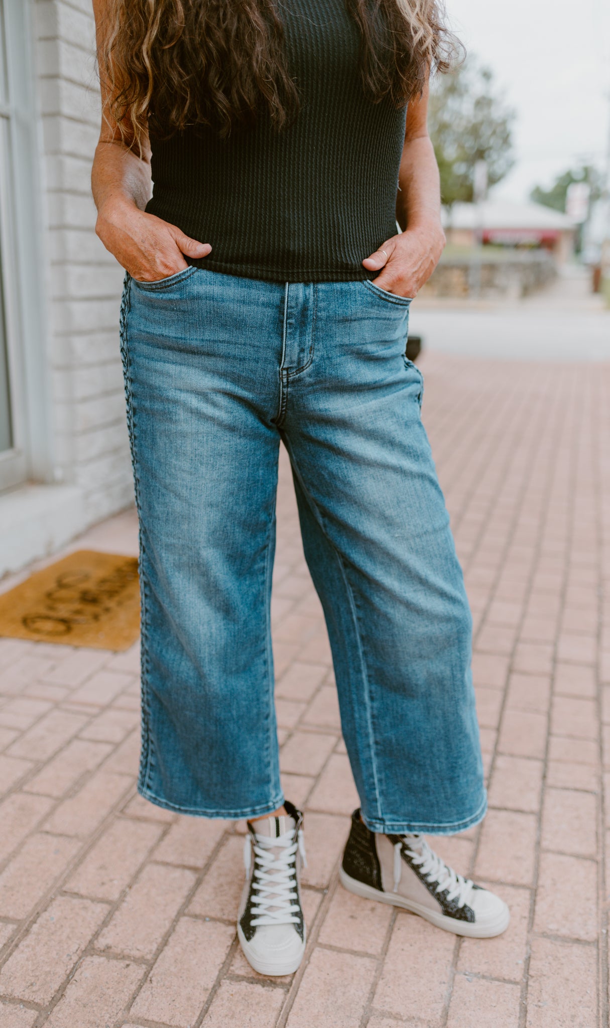 Judy Blue Braided Side Crop Jeans