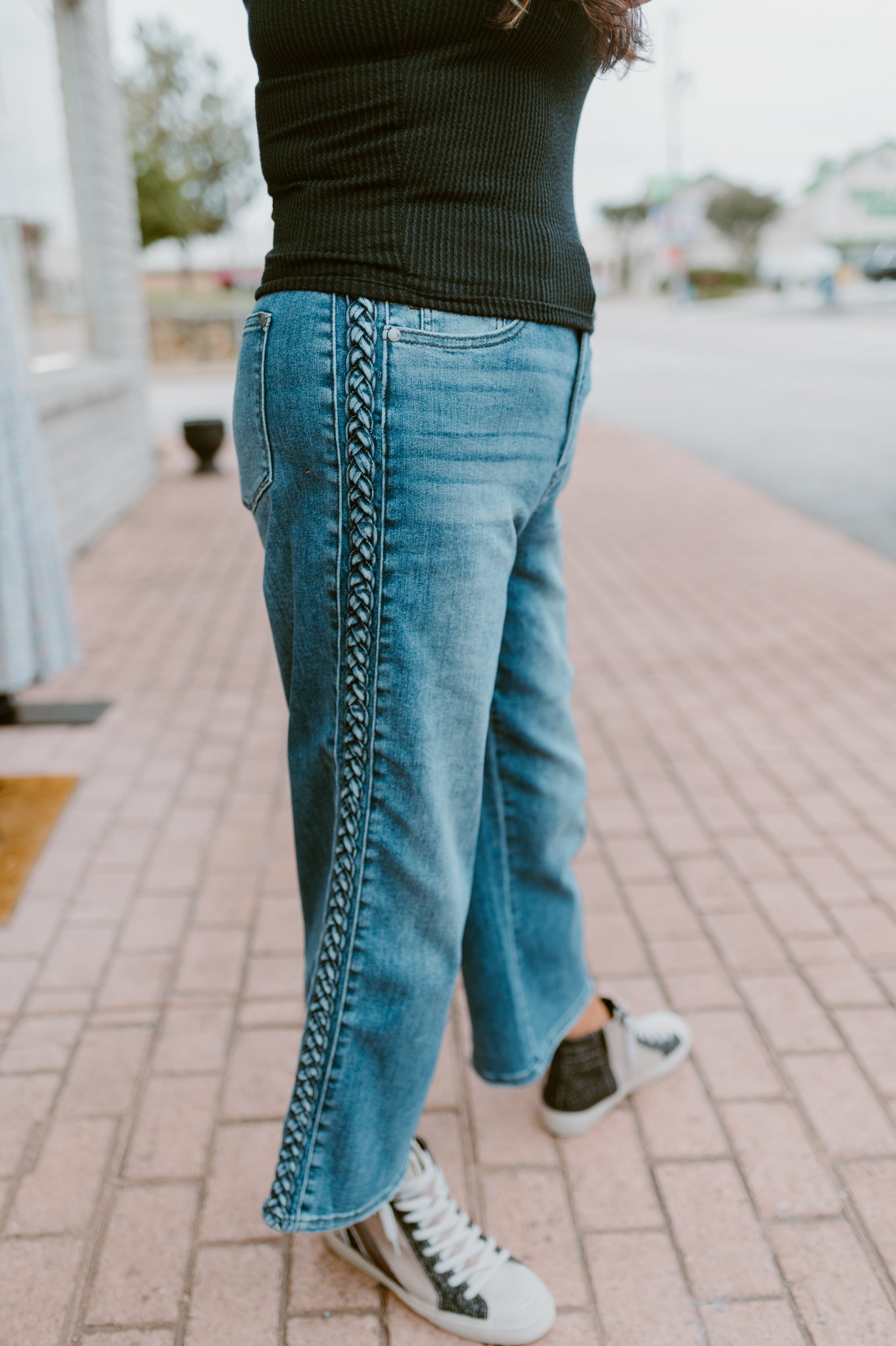 Judy Blue Braided Side Crop Jeans