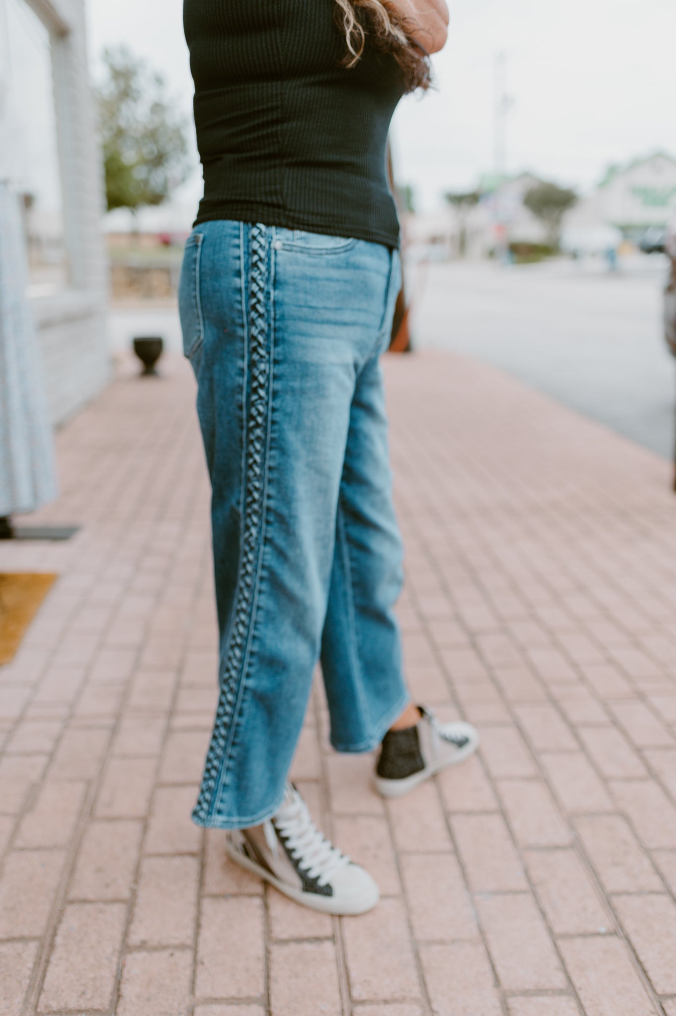 Judy Blue Braided Side Crop Jeans