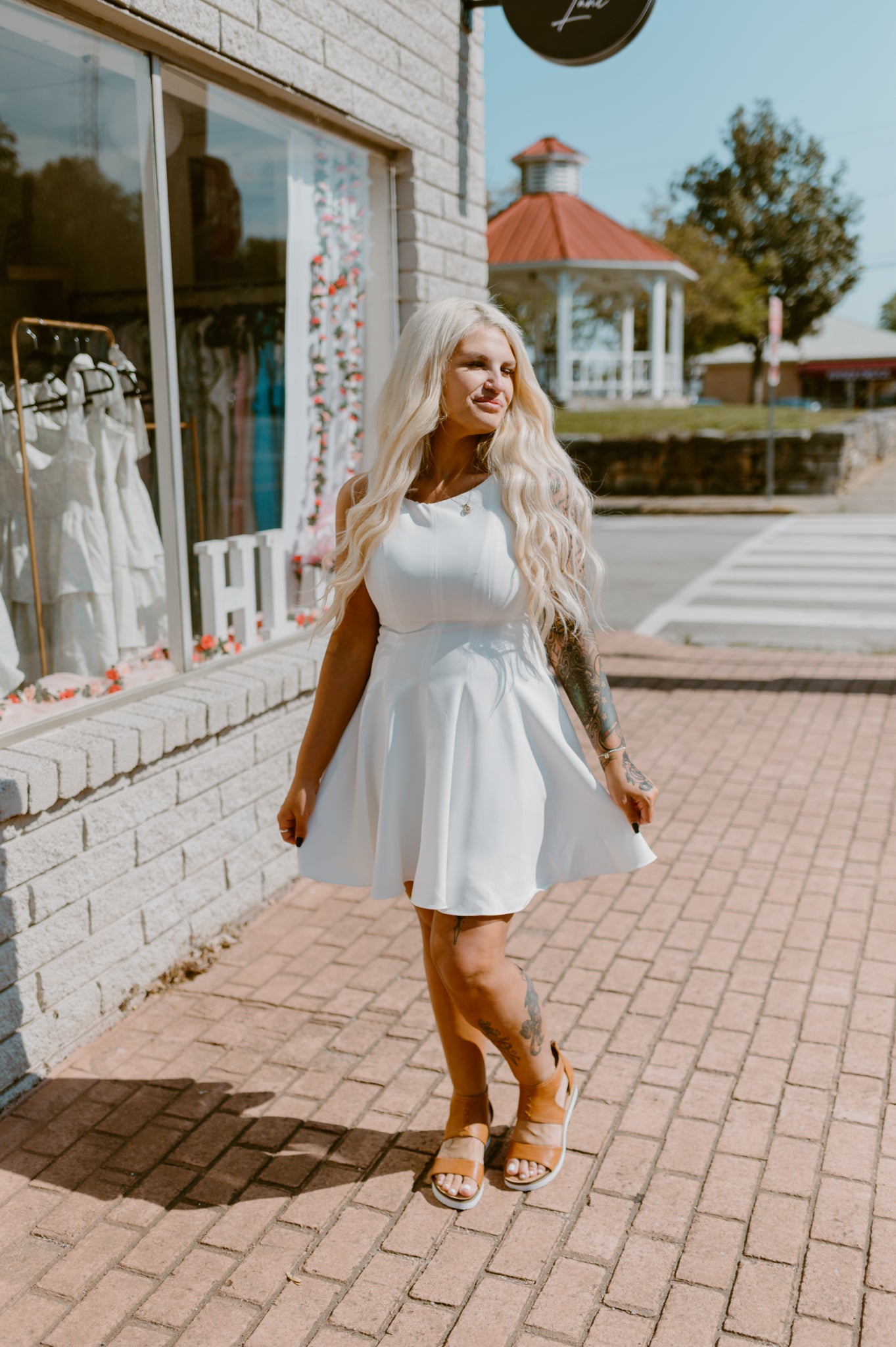 Lily Grace: White Panel Flare Dress