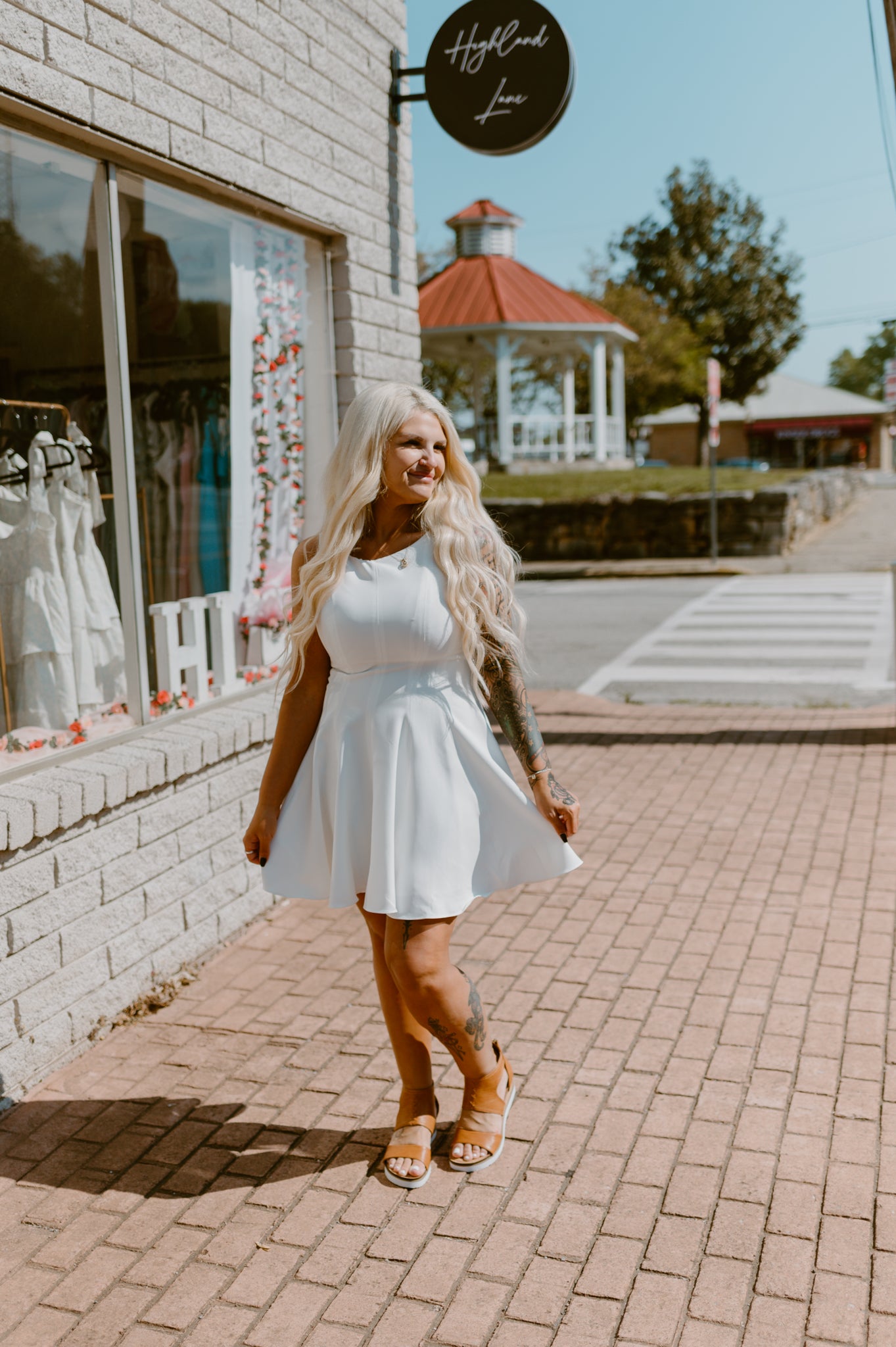 Lily Grace: White Panel Flare Dress