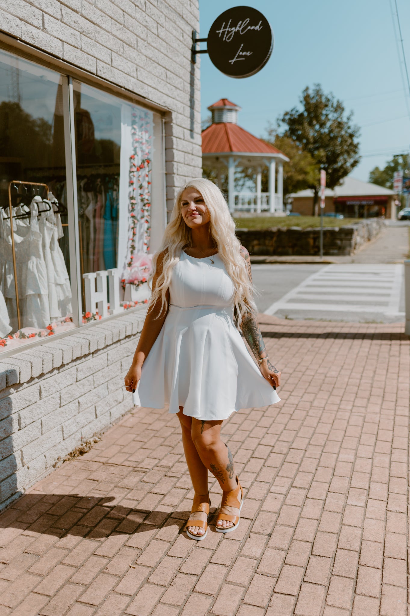 Lily Grace: White Panel Flare Dress