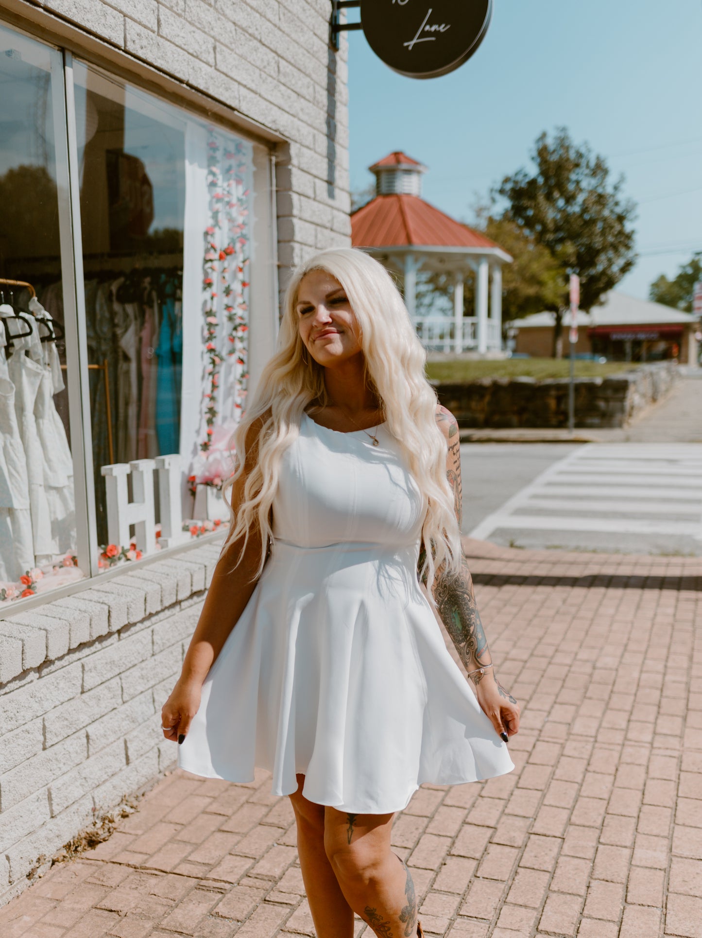 Lily Grace: White Panel Flare Dress