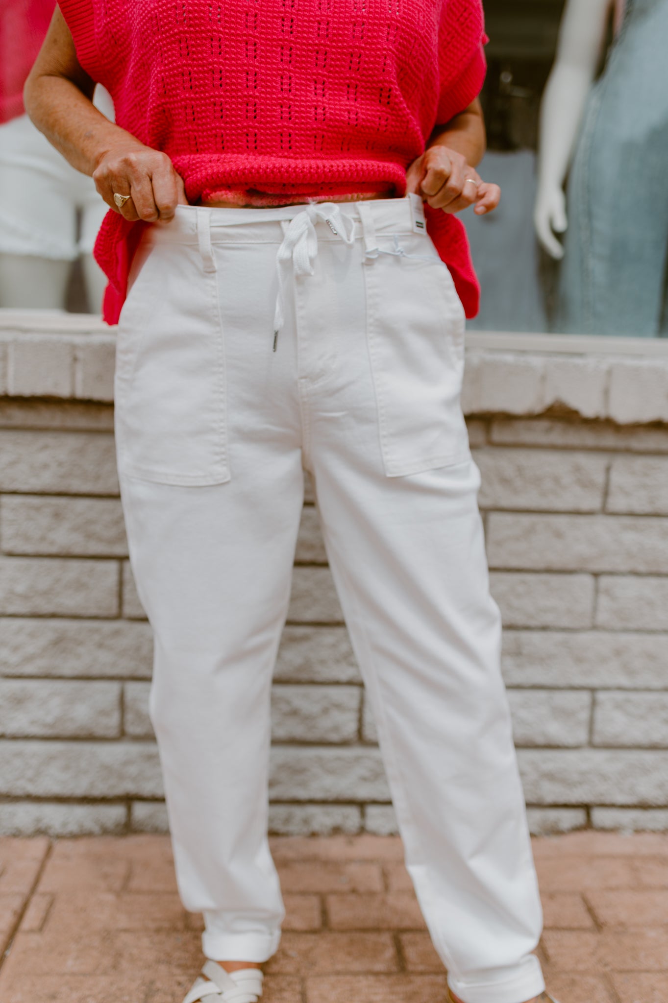 Judy Blue High Waist White Jogger