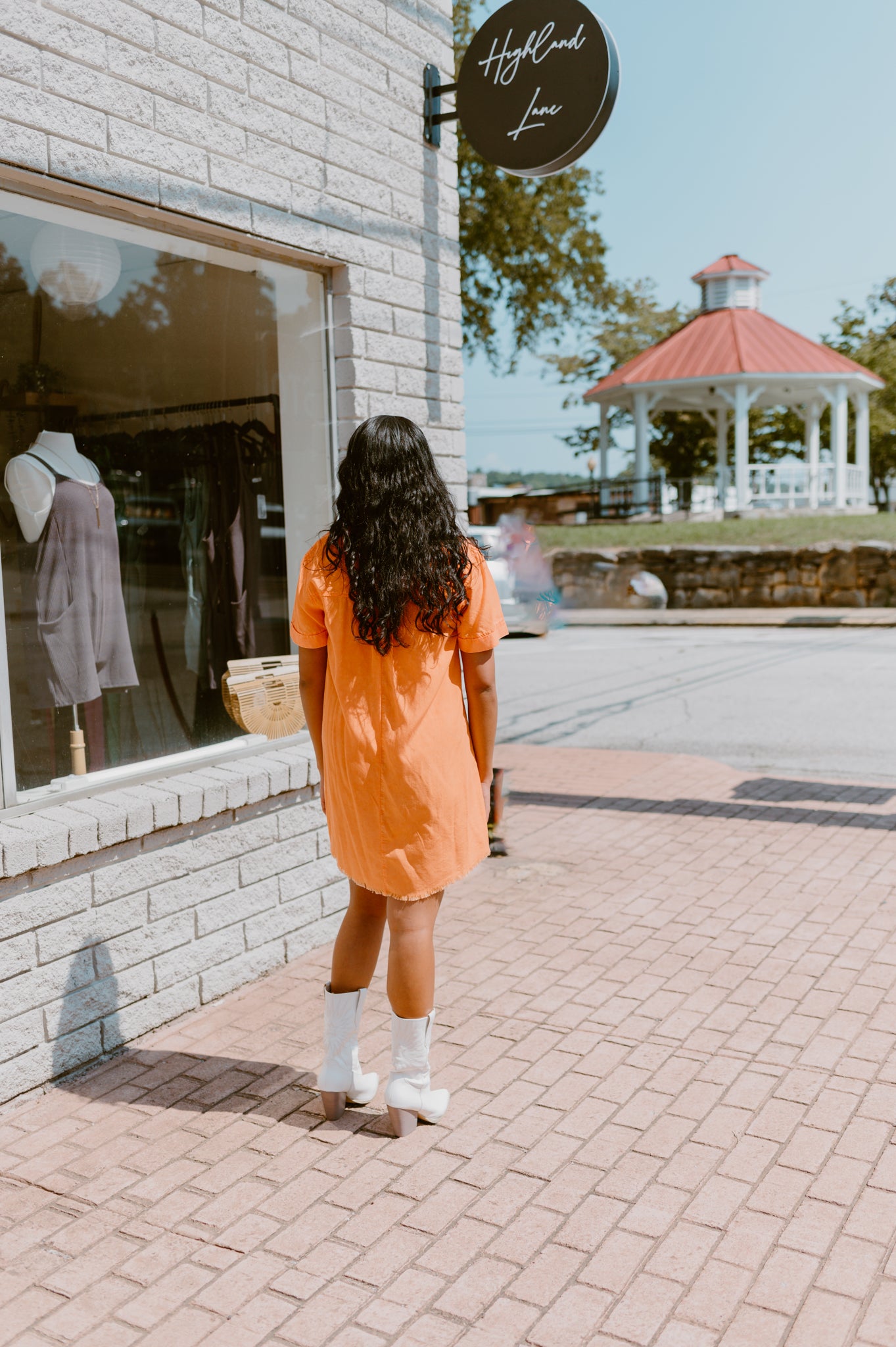 Check the Scoreboard Orange Button-Up Shirt Dress