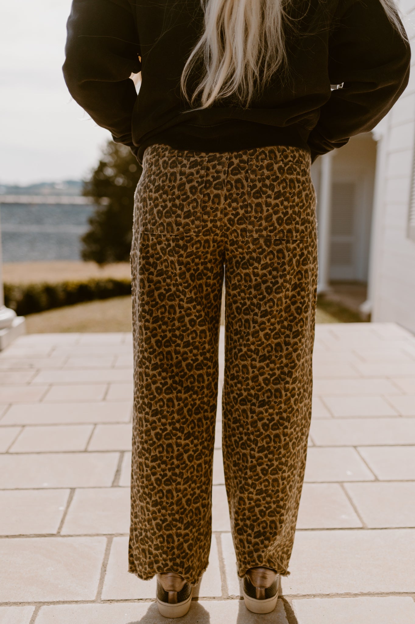 Leopard Printed Marine Straight Pants