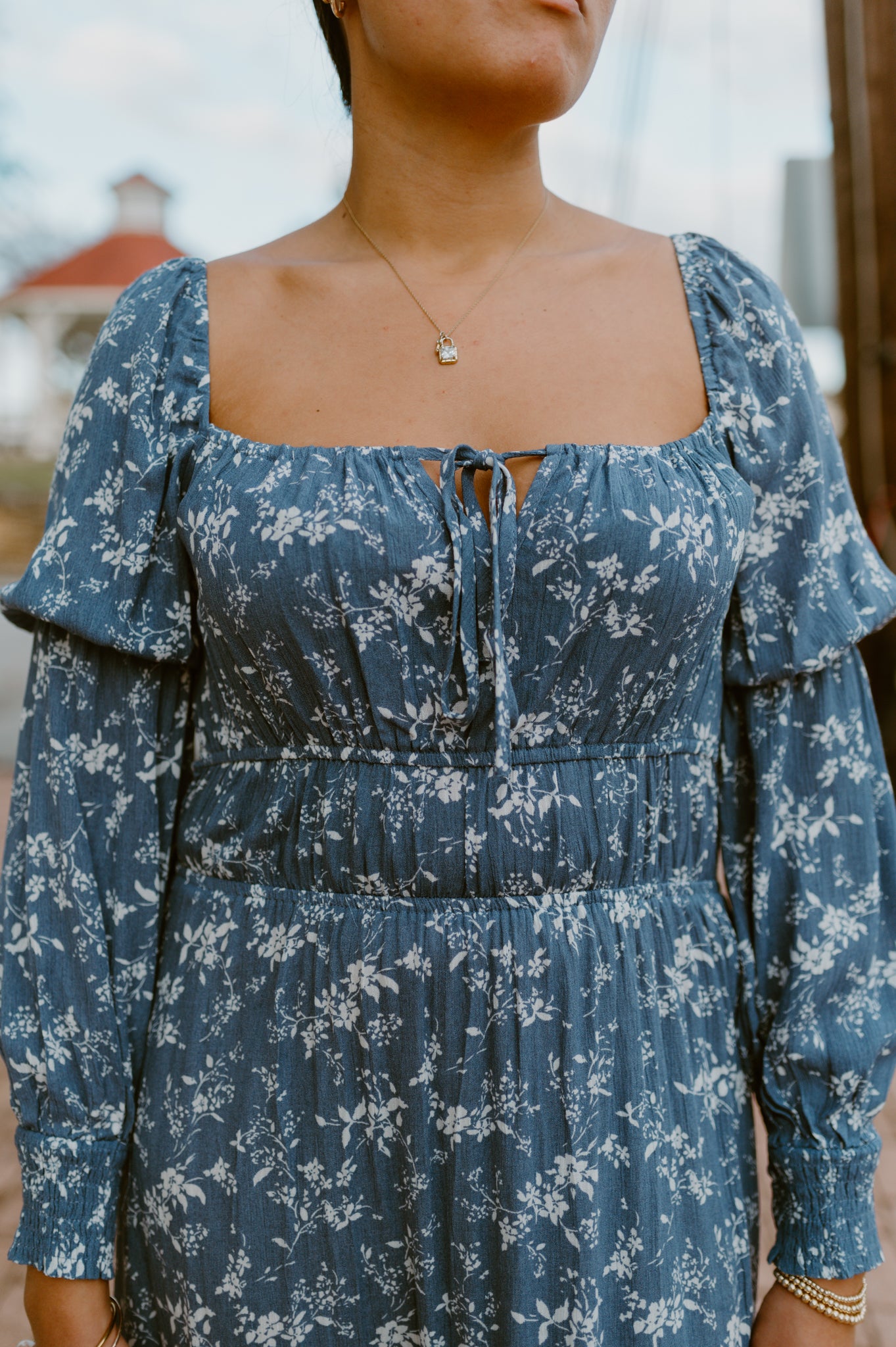 Blue Floral Midi Dress