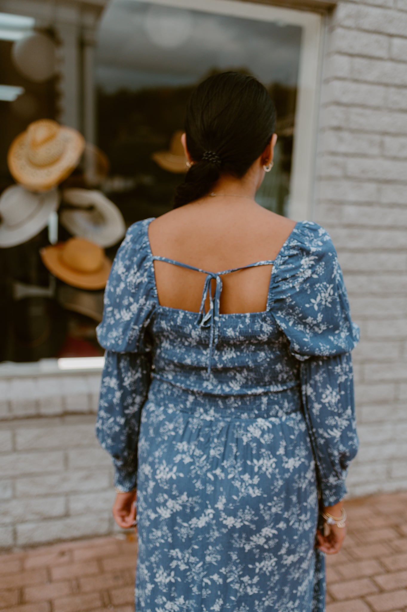 Blue Floral Midi Dress