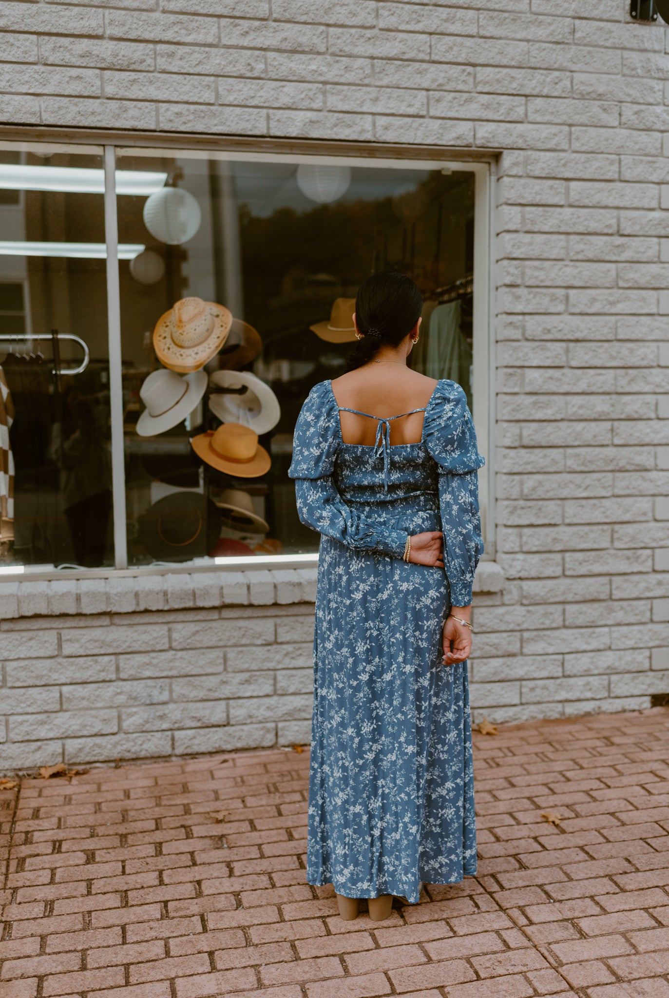 Blue Floral Midi Dress
