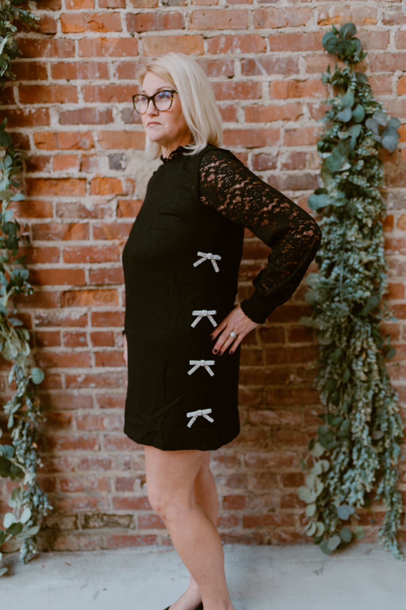Truly Me Black Tweed Mini Shift Dress