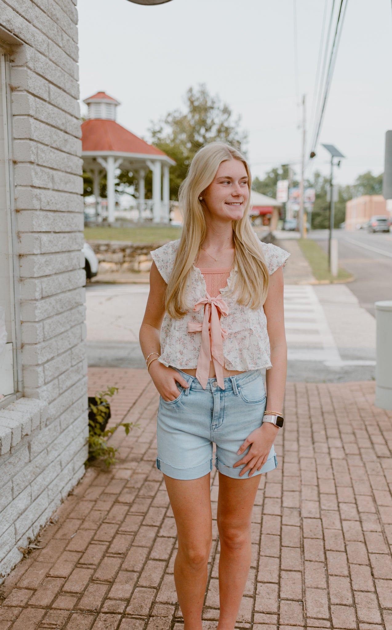 Floral Bow Blouse- Blush