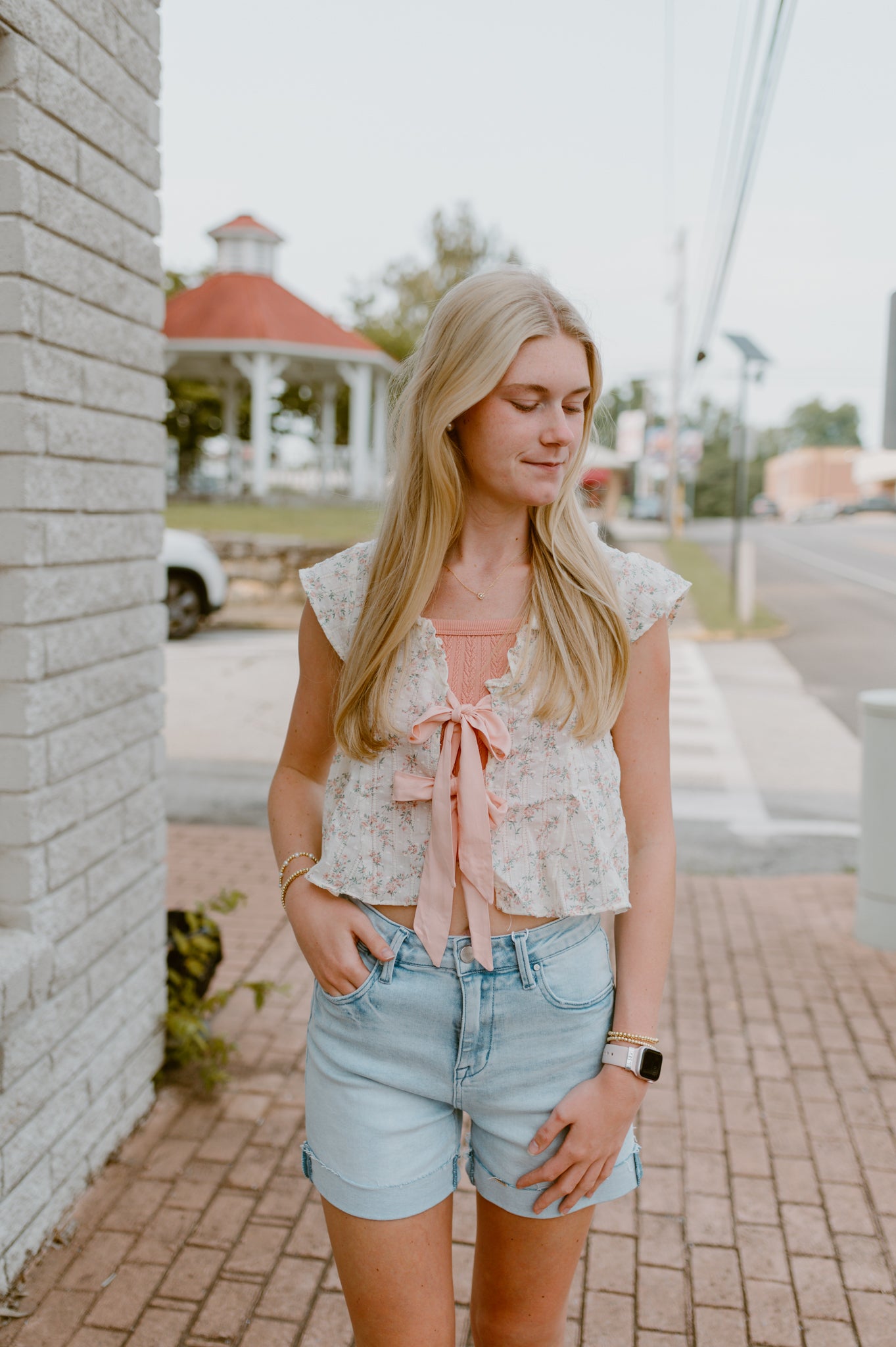 Floral Bow Blouse- Blush