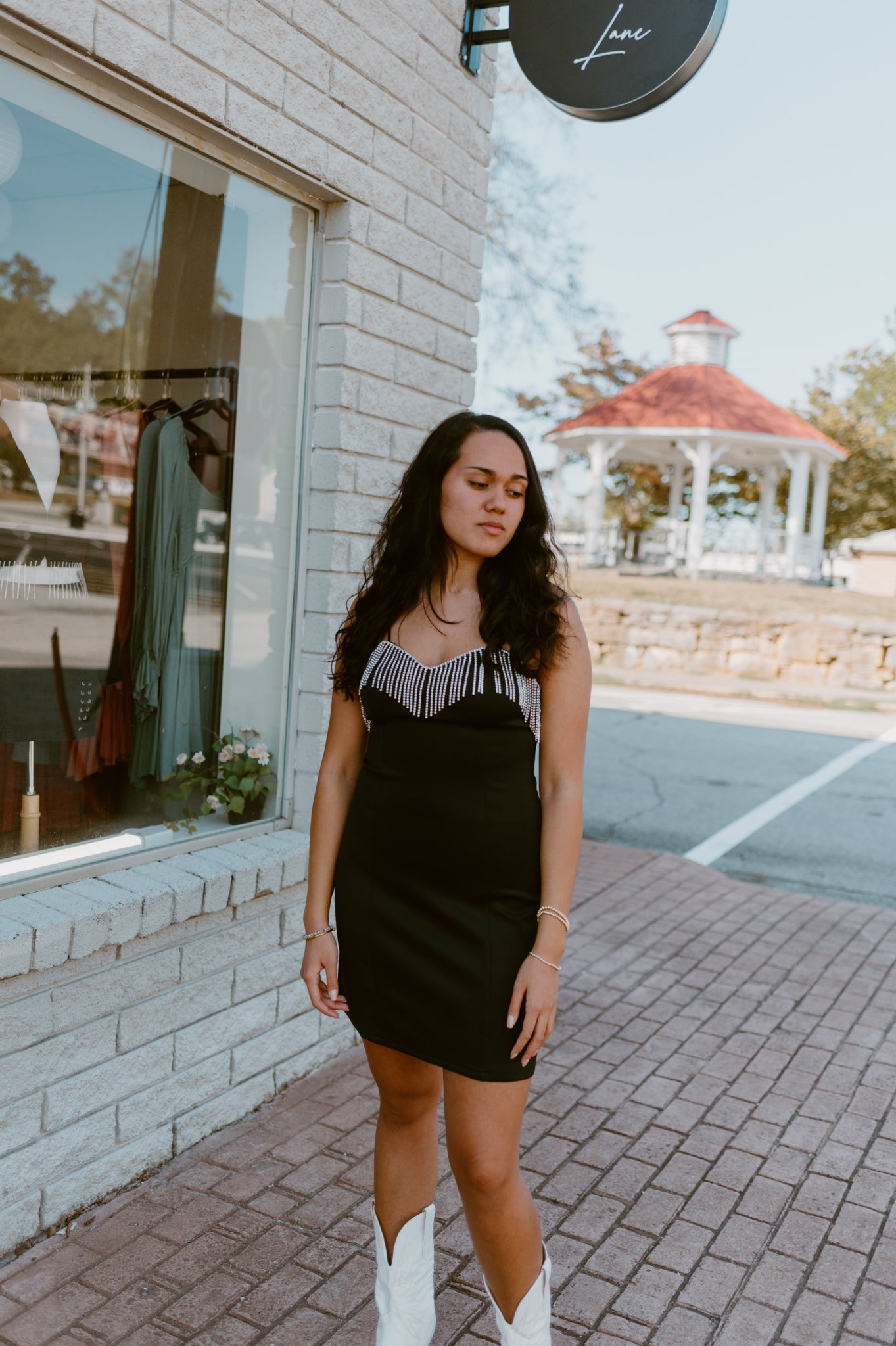Fringe Rhinestone Mini Black Dress
