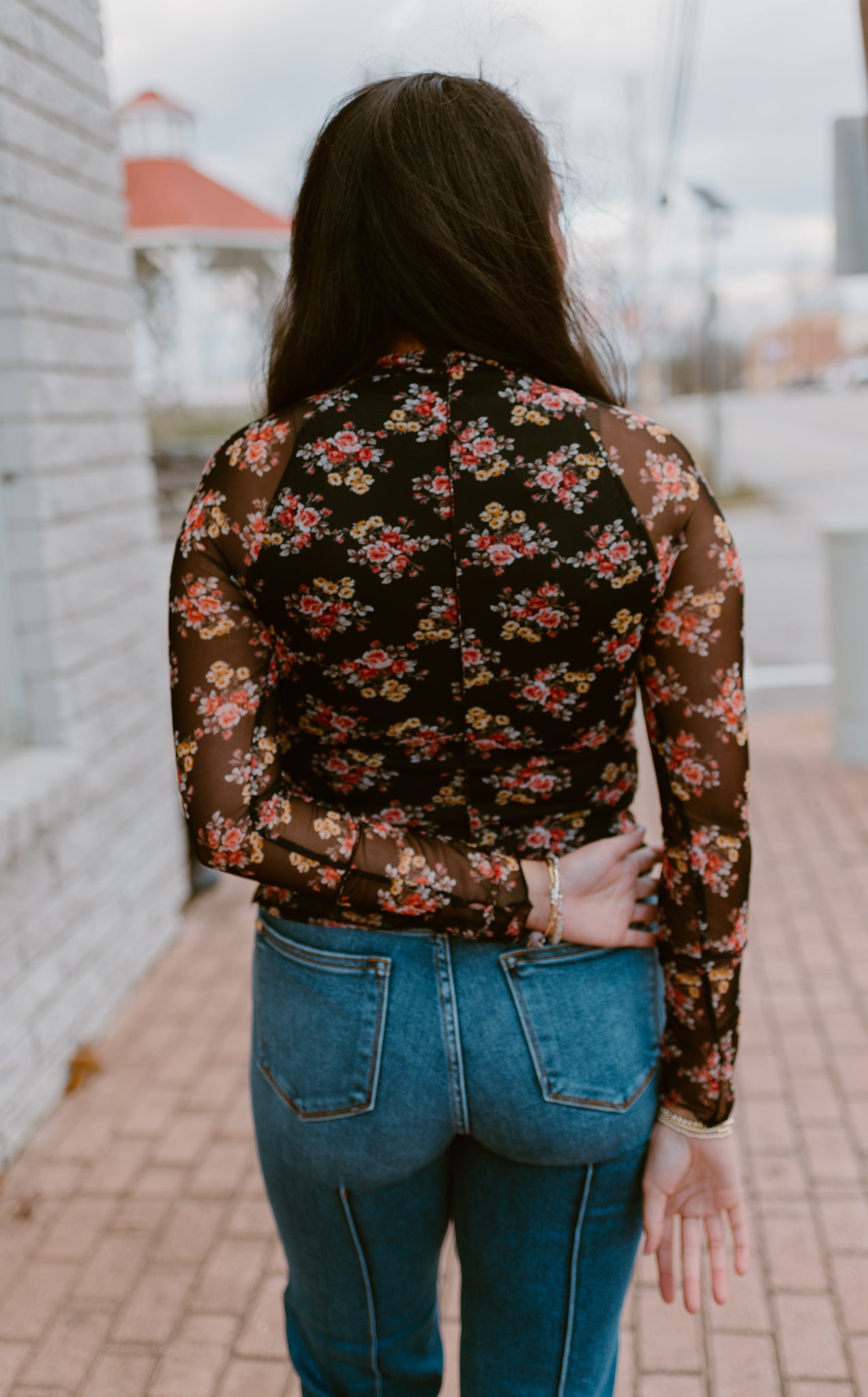 Black Floral Long Sleeve with Liner