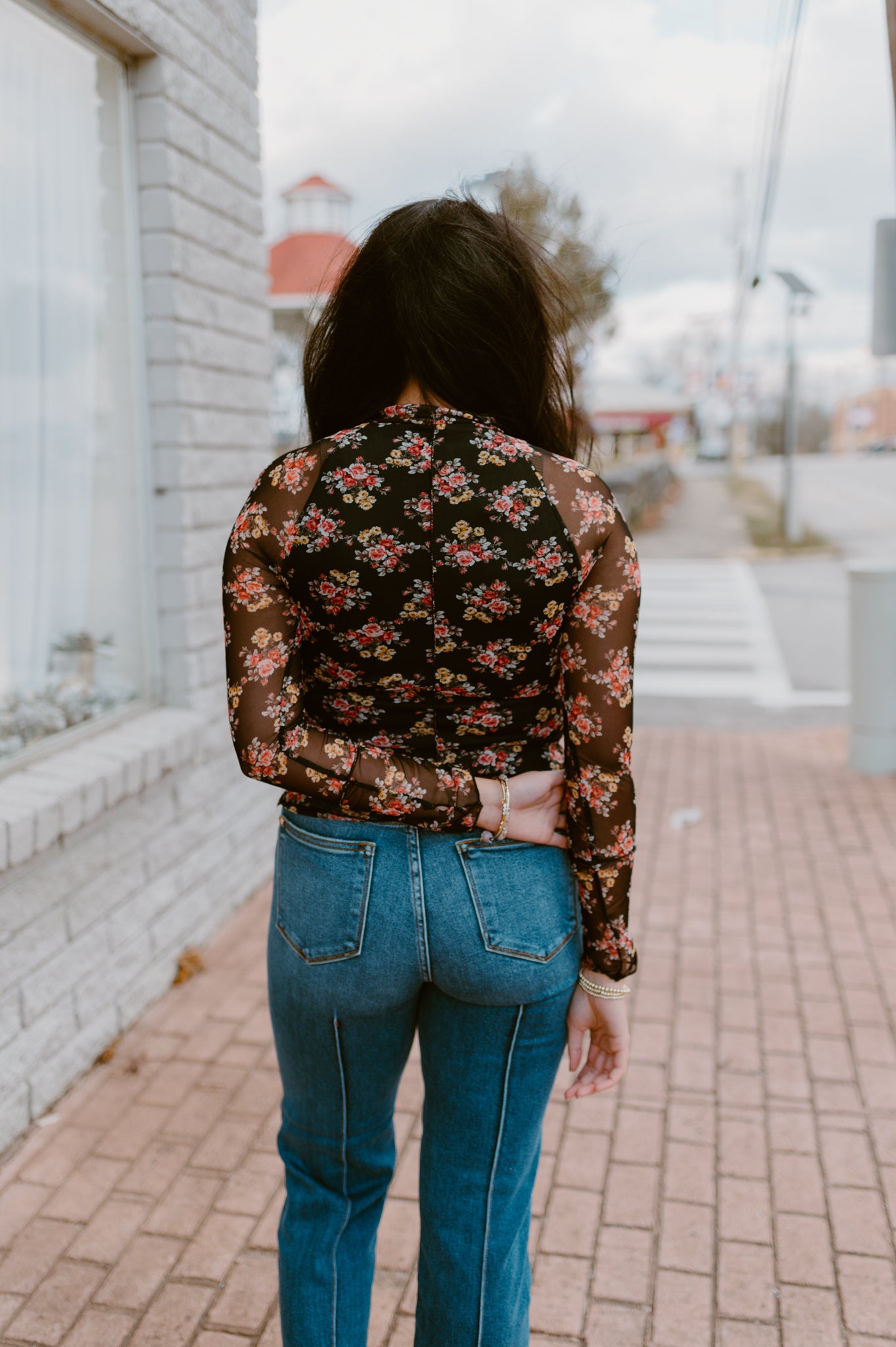Black Floral Long Sleeve with Liner