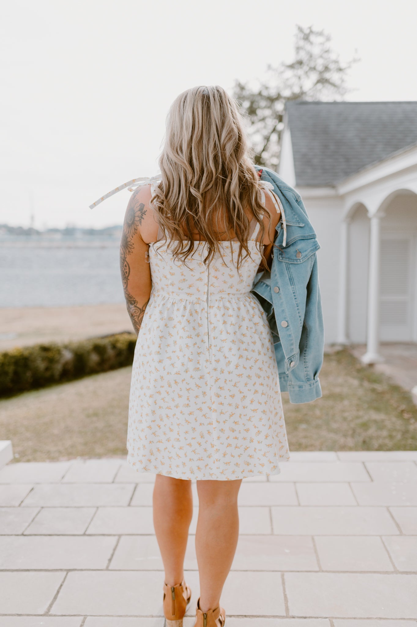 Ditsy Floral Printed Denim Dress