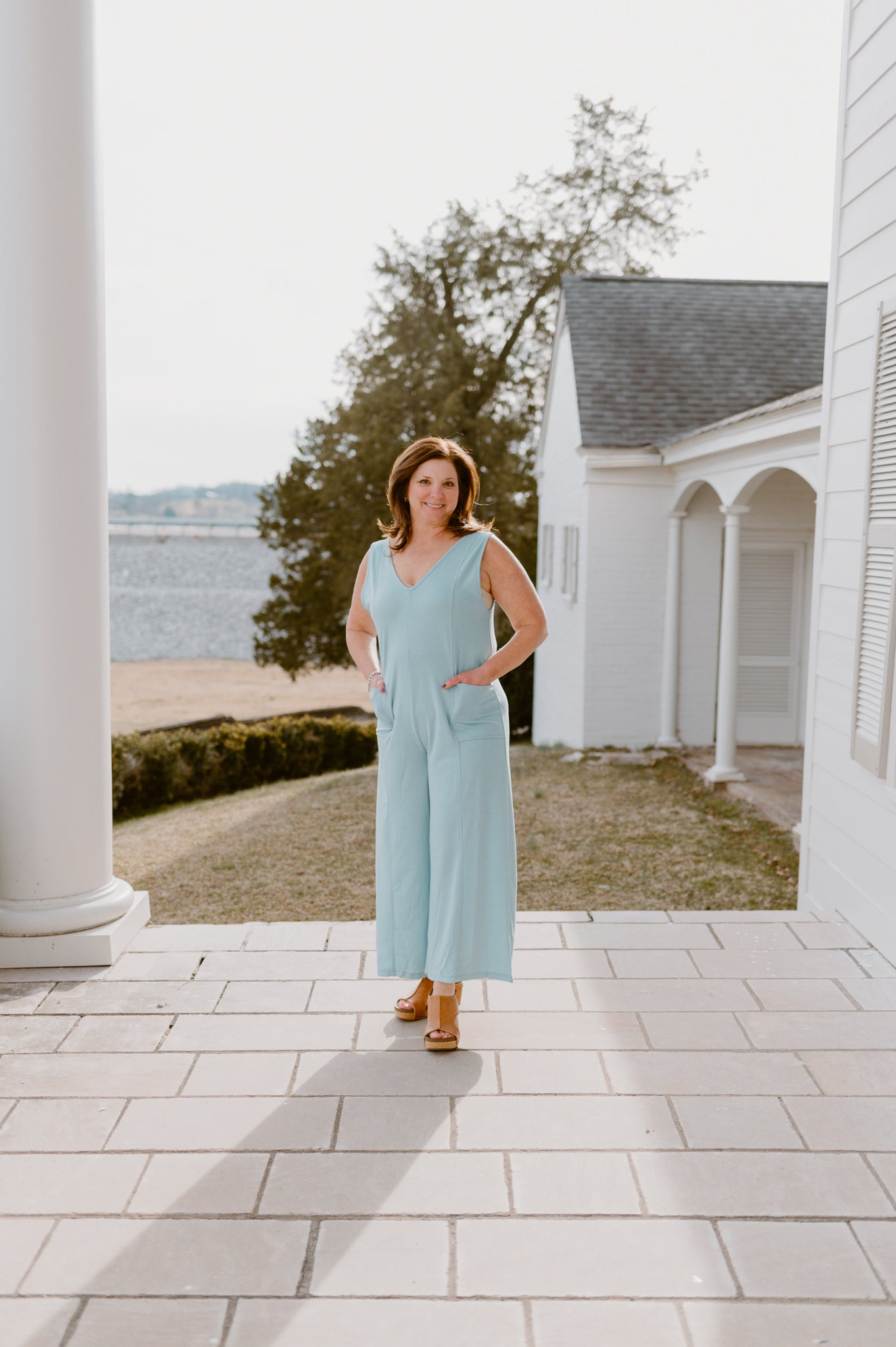 The Olivia Wide Leg Romper| Teal