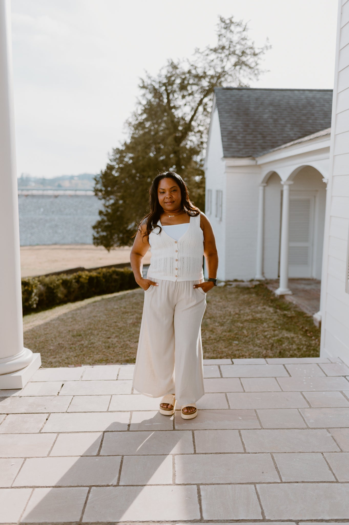 Bella Ribbed Button-Up Sweater Vest | Ivory