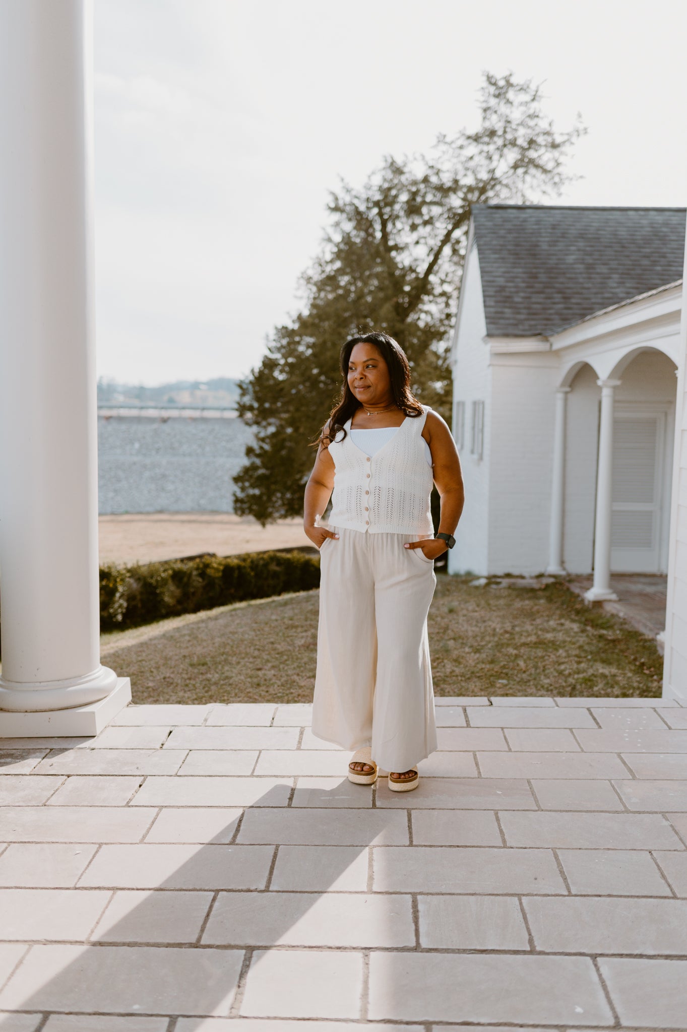Bella Ribbed Button-Up Sweater Vest | Ivory