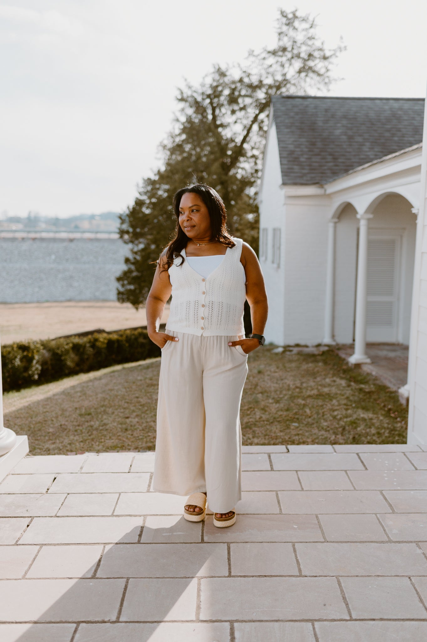 Bella Ribbed Button-Up Sweater Vest | Ivory
