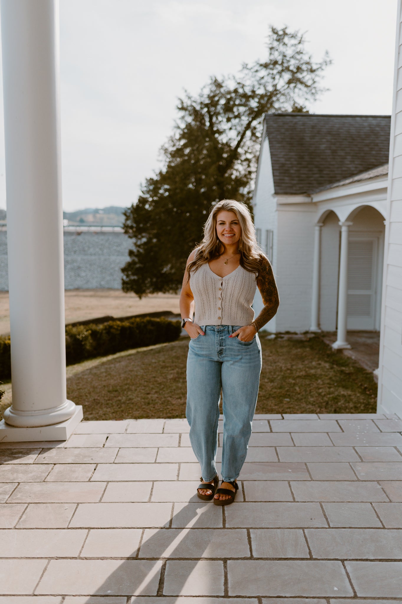 Bella Ribbed Button-Up Sweater Vest | Cream