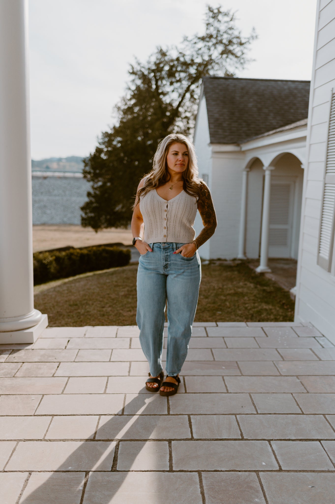 Bella Ribbed Button-Up Sweater Vest | Cream