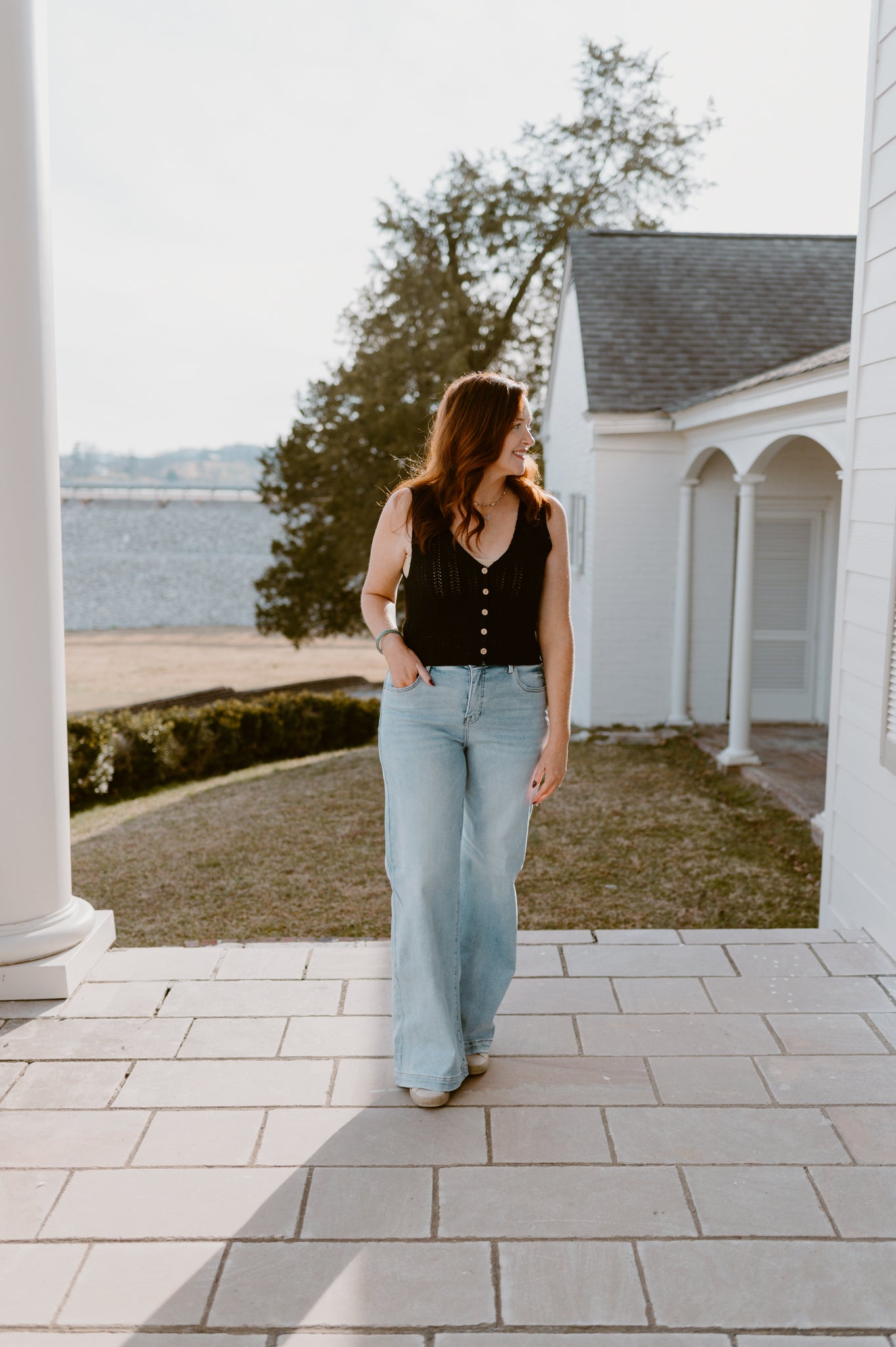 Bella Ribbed Button-Up Sweater Vest| Black