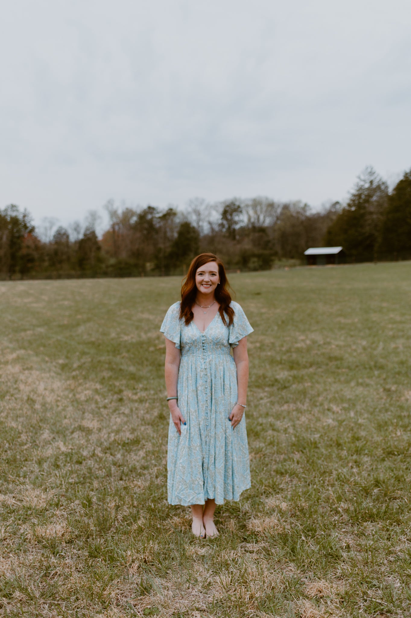 Meadowbrook Flutter Sleeve Button-Front Maxi Dress