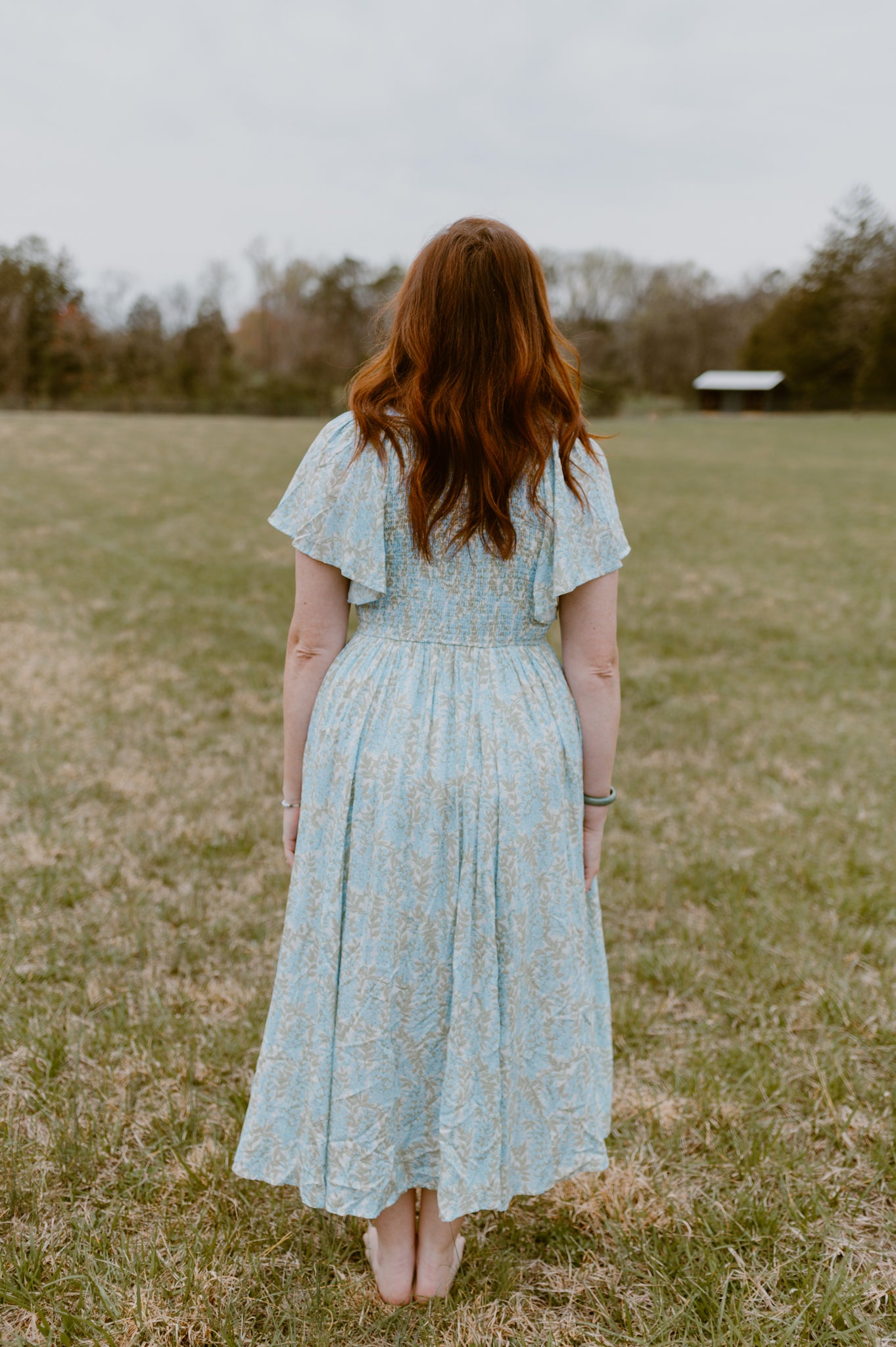 Meadowbrook Flutter Sleeve Button-Front Maxi Dress
