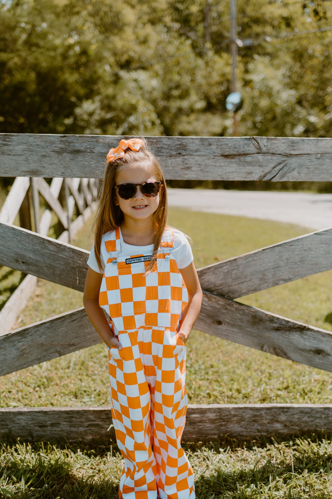 Orange & White Checkered Game Day Bibs- Youth