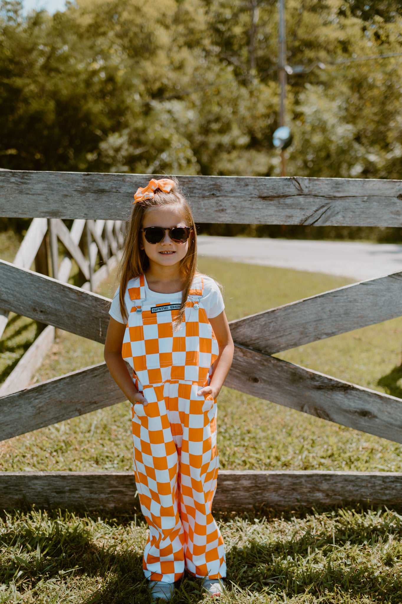 Orange & White Checkered Game Day Bibs- Youth