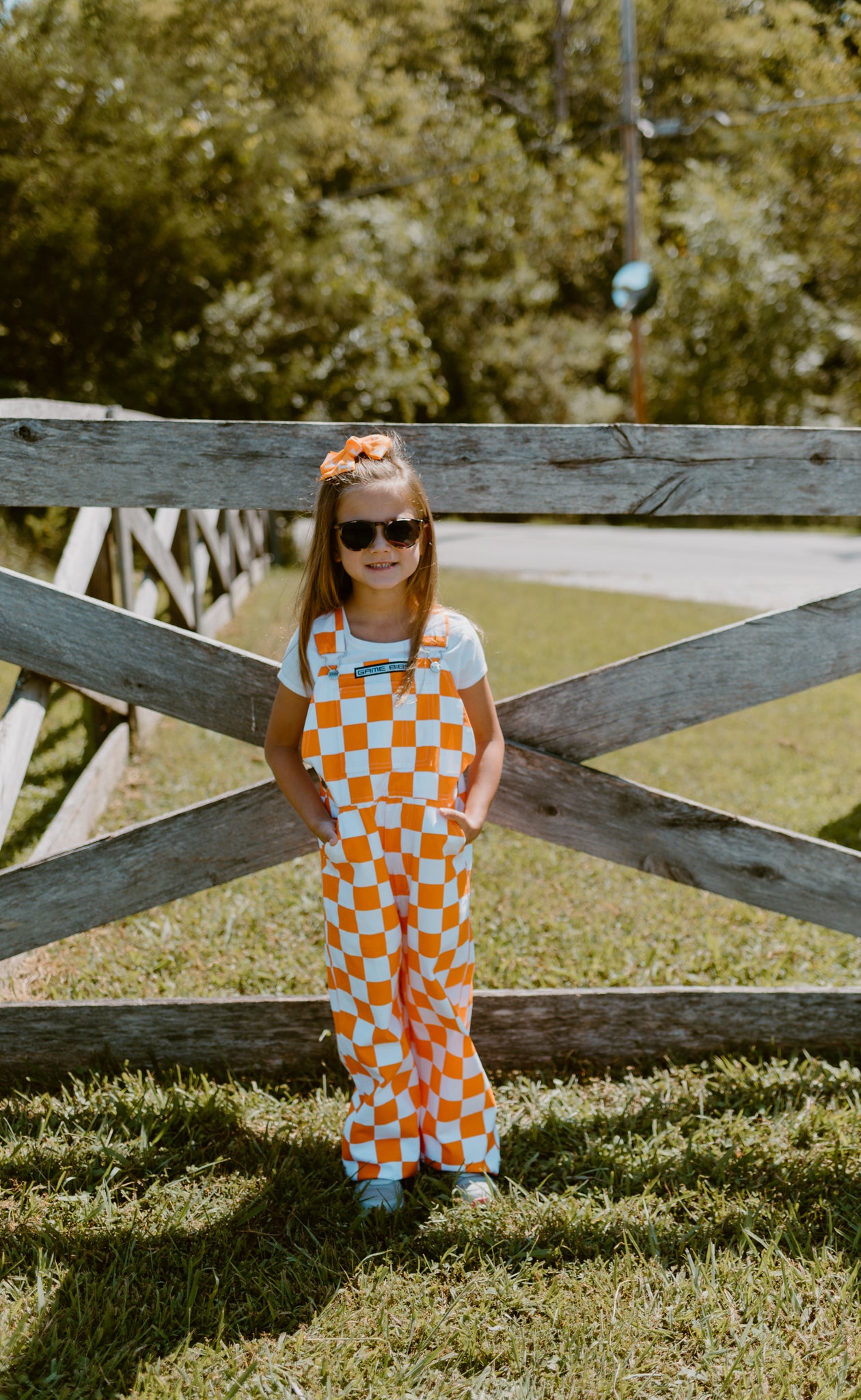 Orange & White Checkered Game Day Bibs- Youth