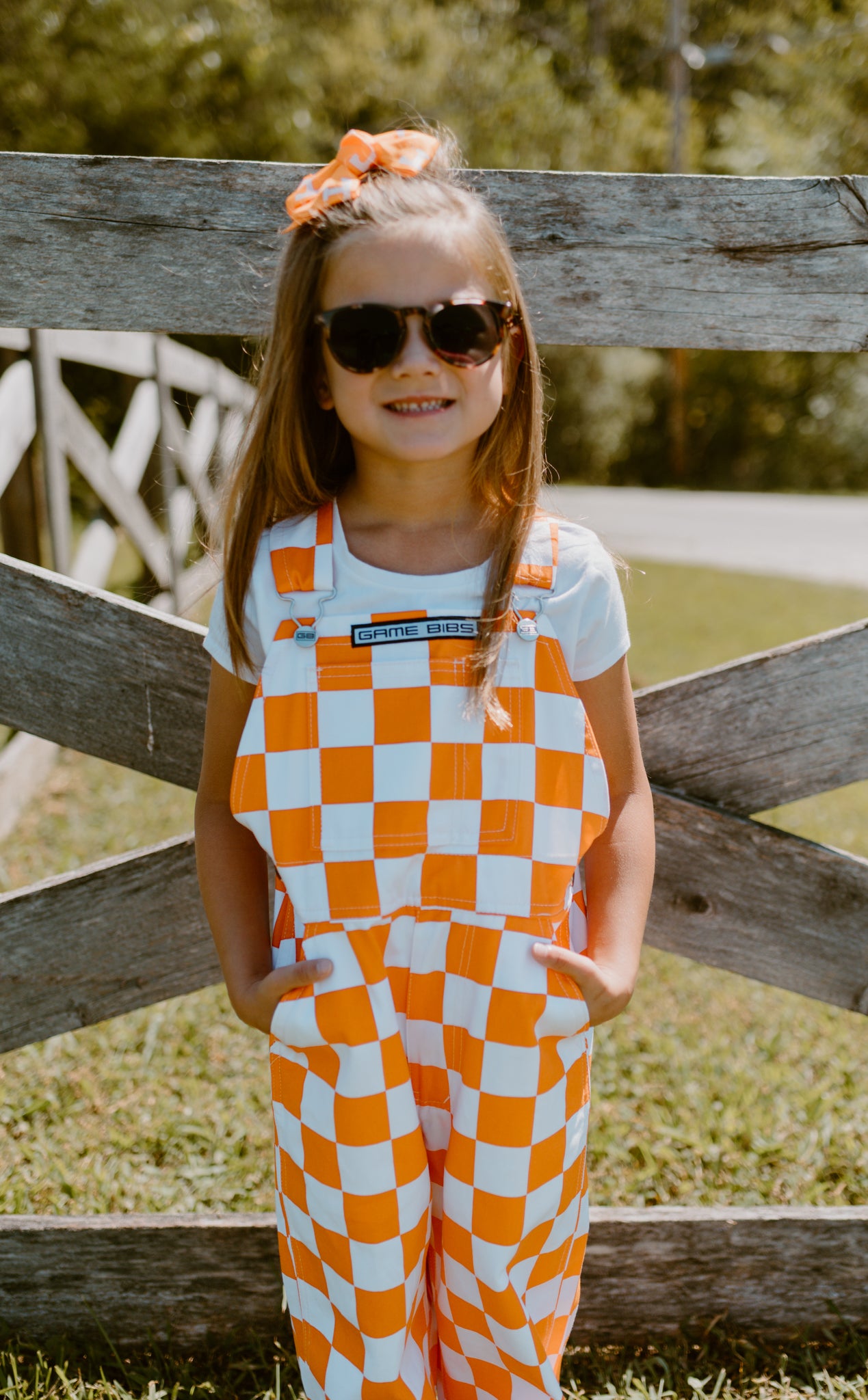 Orange & White Checkered Game Day Bibs- Youth