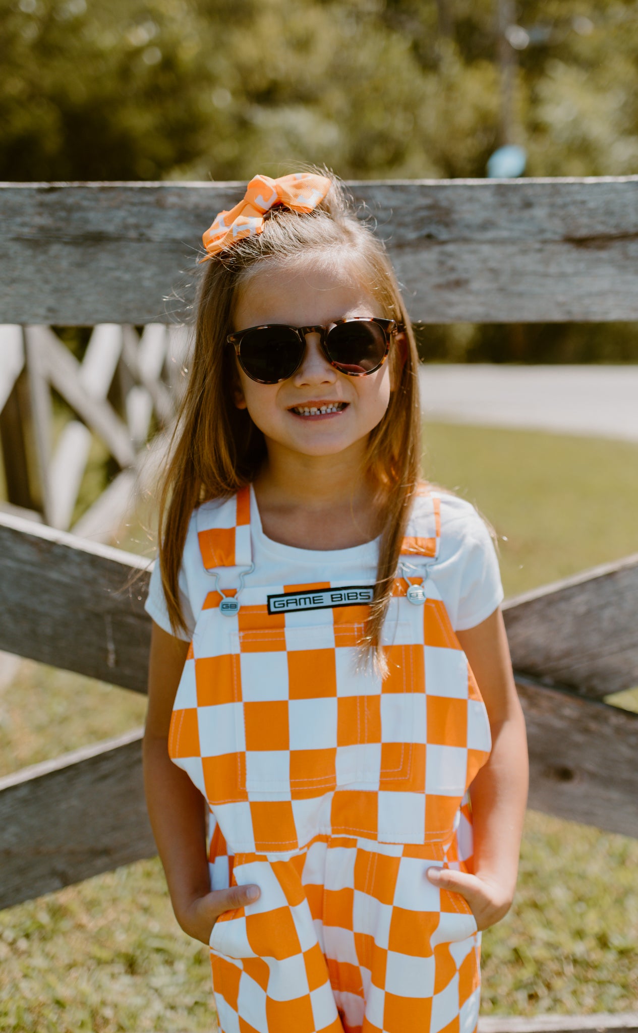 Orange & White Checkered Game Day Bibs- Infant & Toddler
