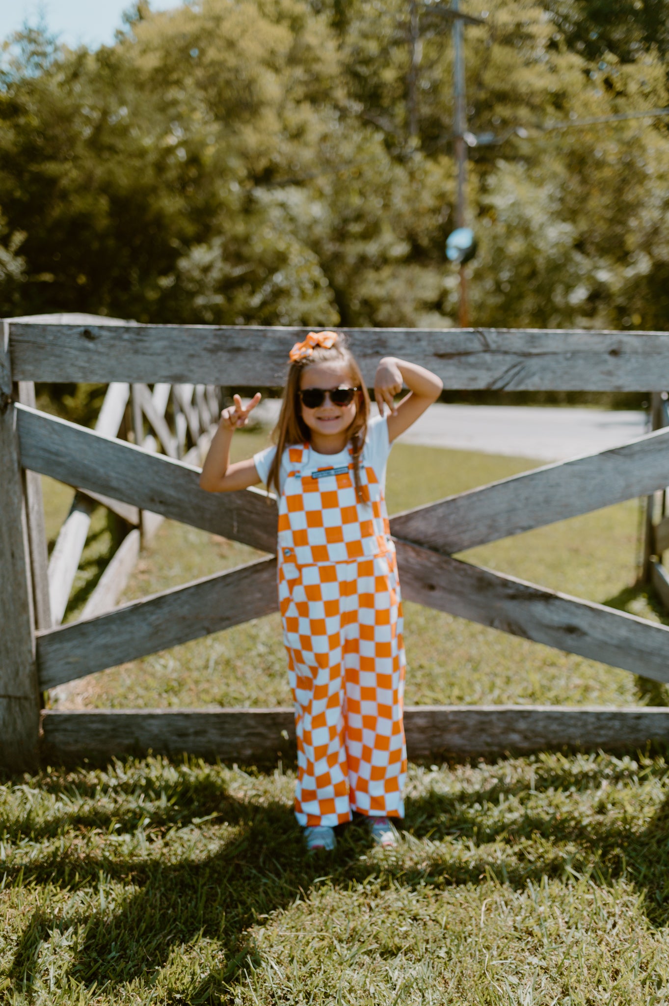Orange & White Checkered Game Day Bibs- Youth