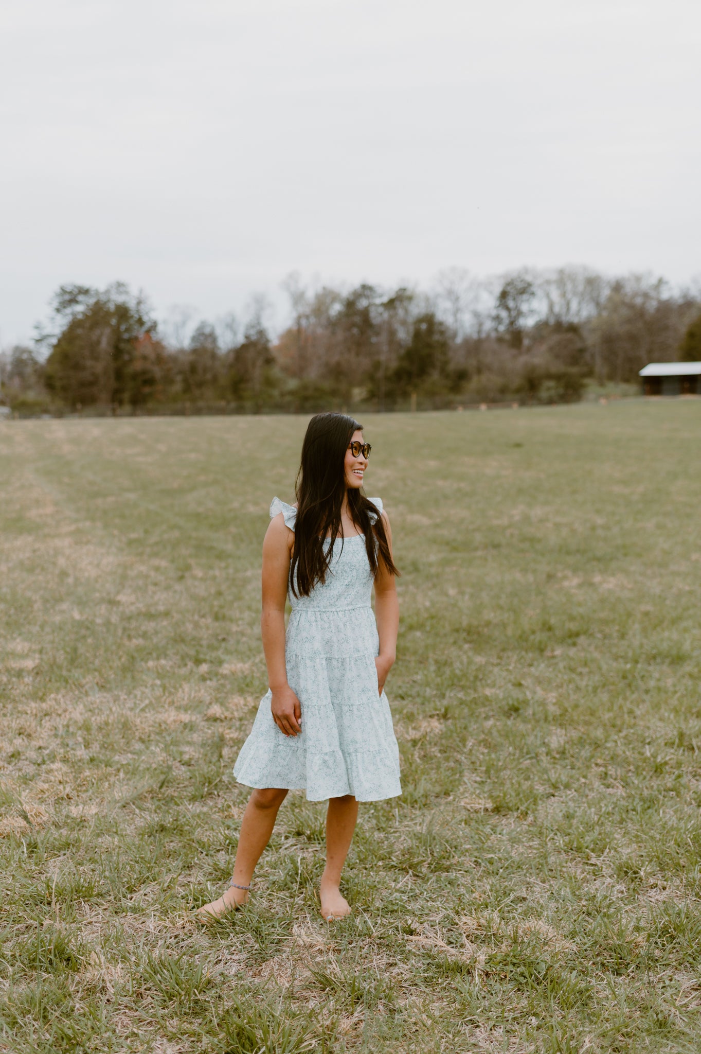 HL Girls Whisper Sage Flutter Midi