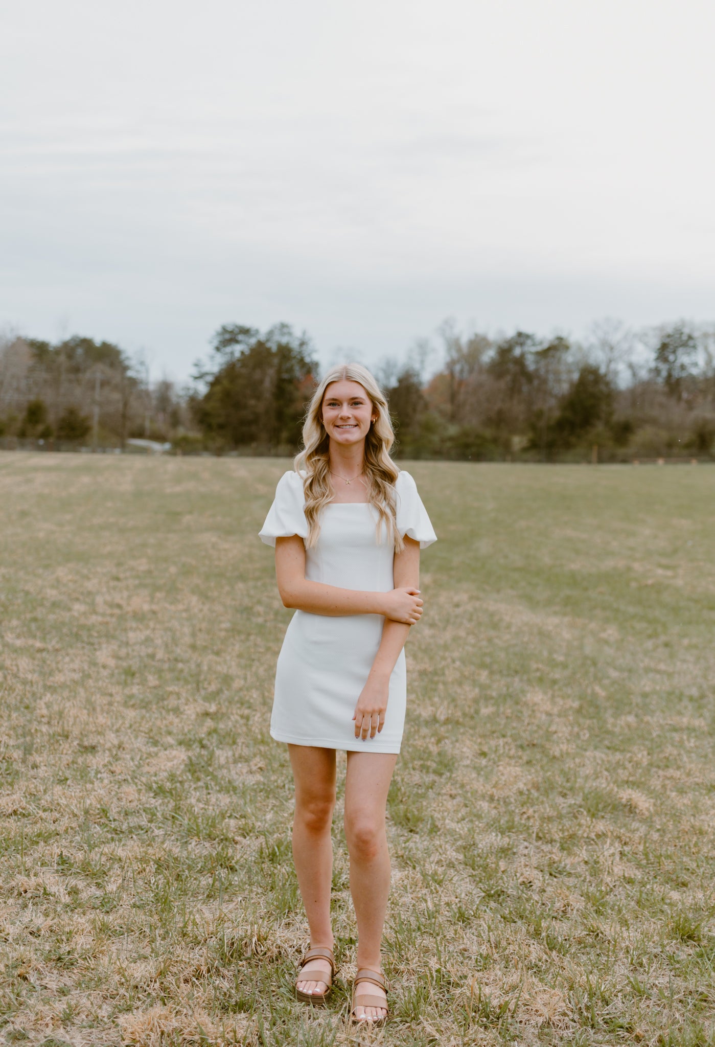 Puff Sleeve Knit Mini Dress | White