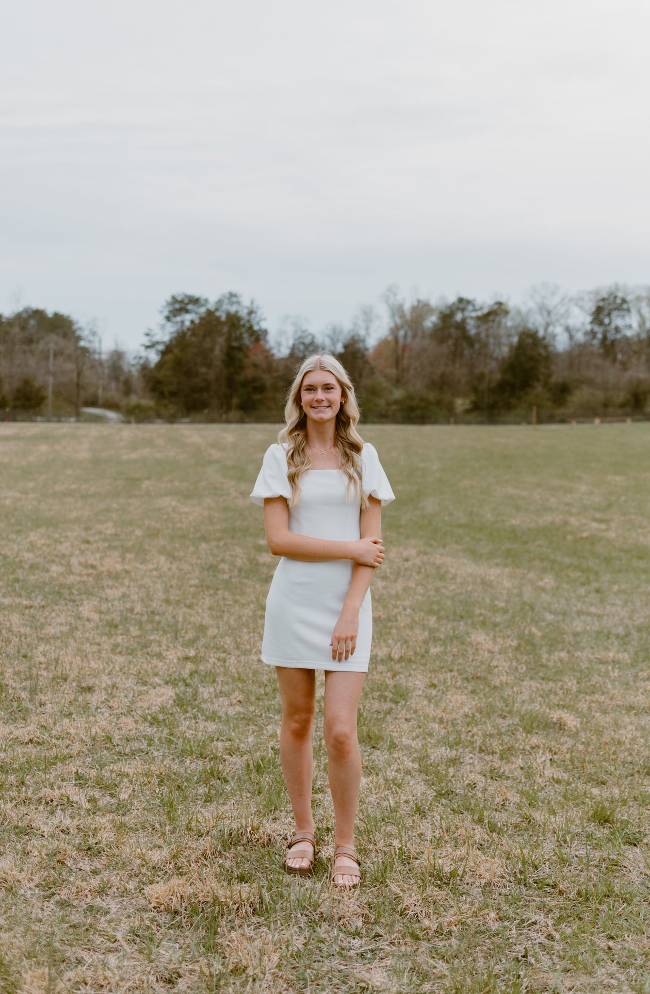 Puff Sleeve Knit Mini Dress | White