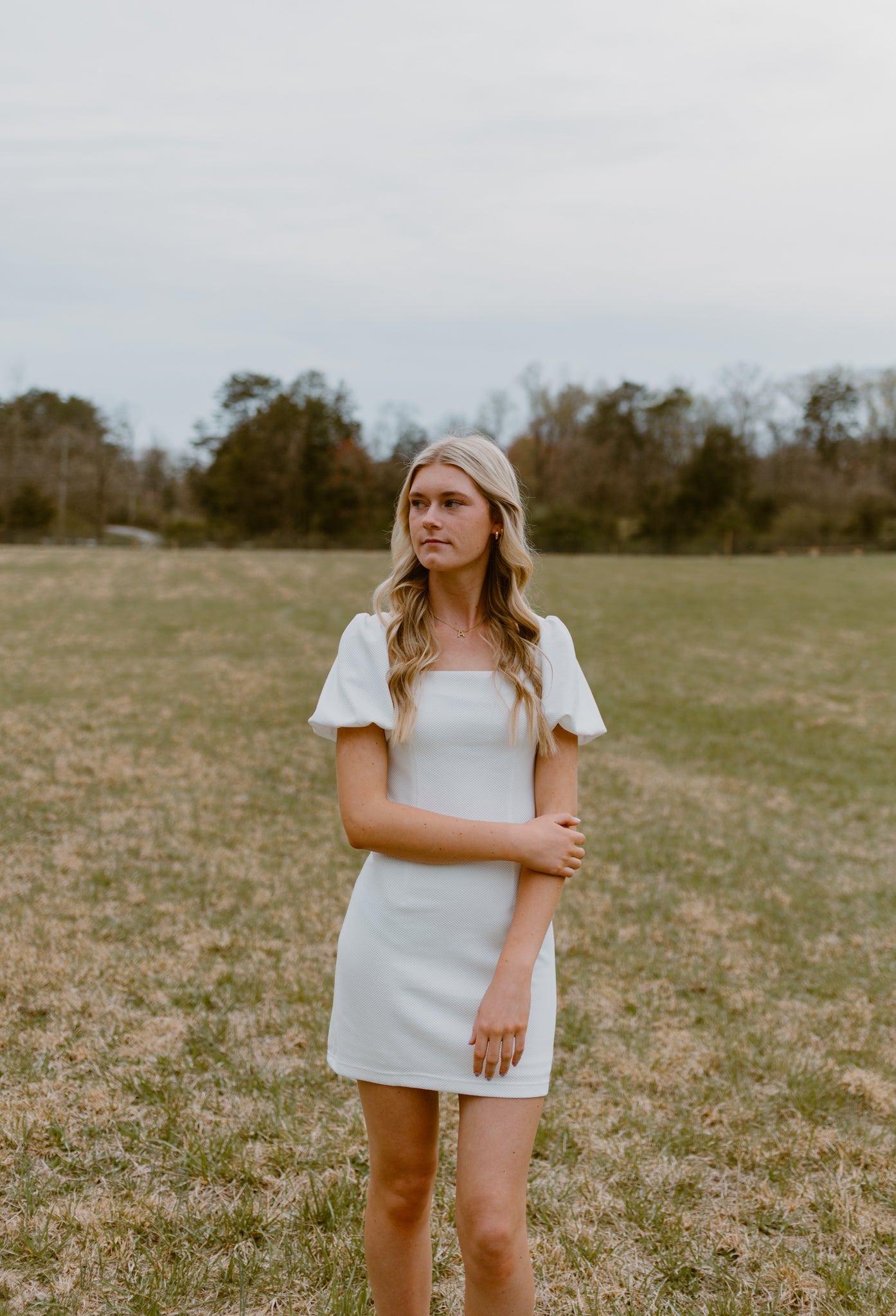 Puff Sleeve Knit Mini Dress | White