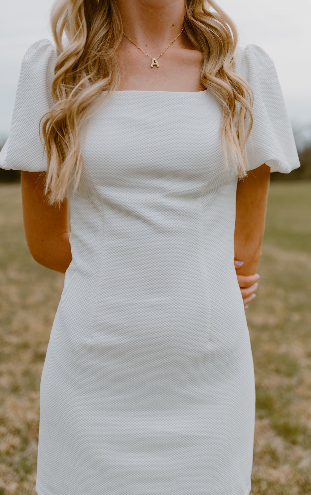 Puff Sleeve Knit Mini Dress | White